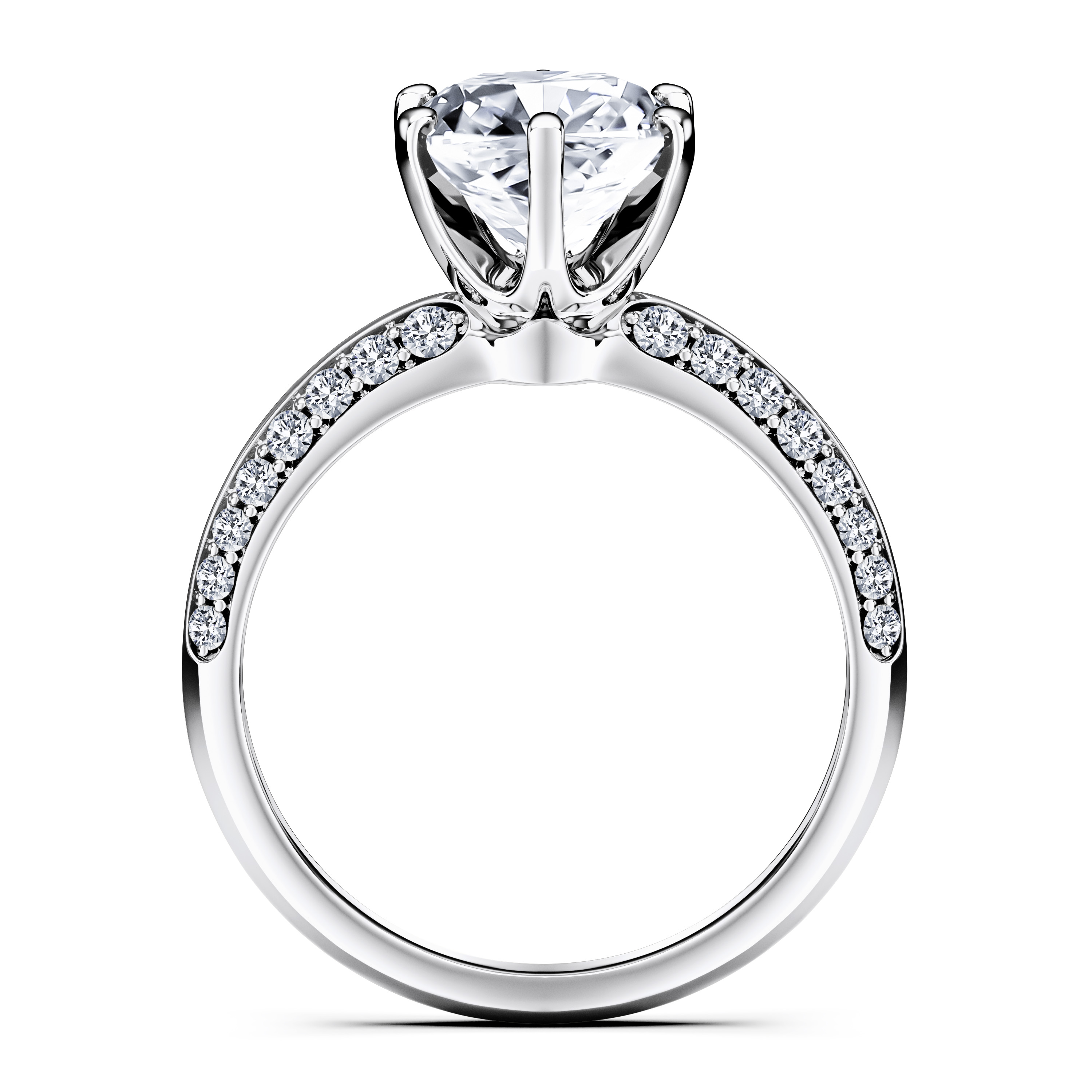 The Moon Ocean Side Stones Diamond Engagement Ring in Platinum with Cushion Centre Stone Alternate shot 4