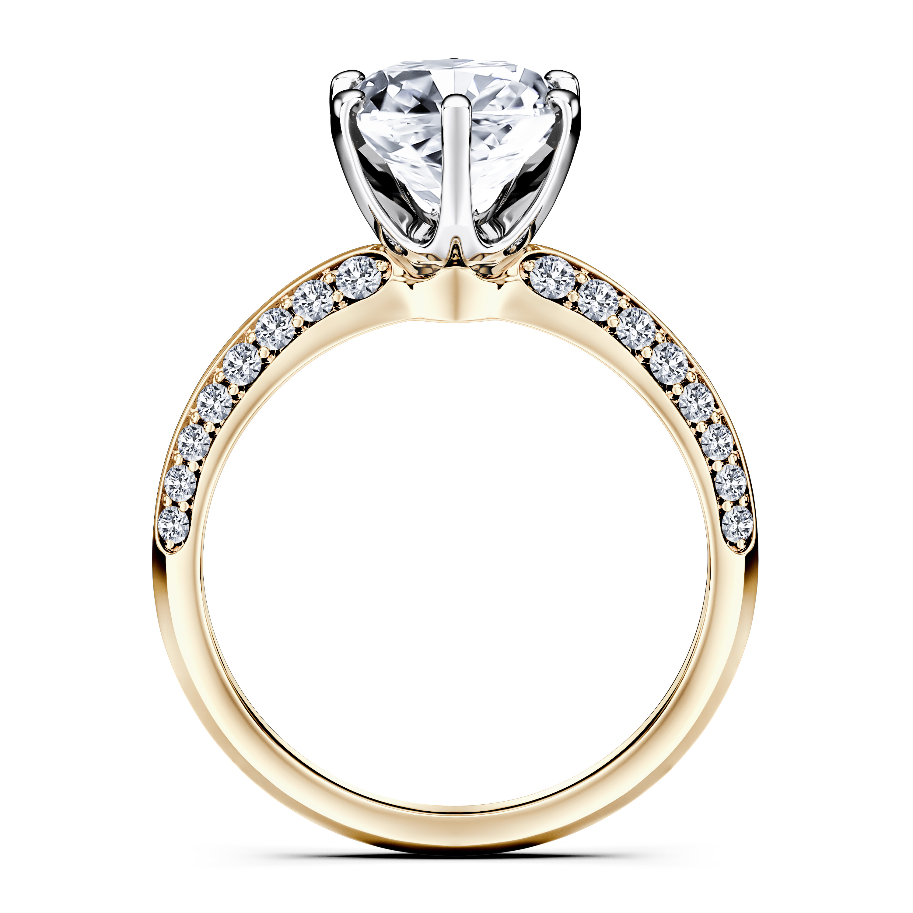 The Moon Ocean Side Stones Diamond Engagement Ring in 18ct Yellow Gold with Cushion Centre Stone Alternate shot 4