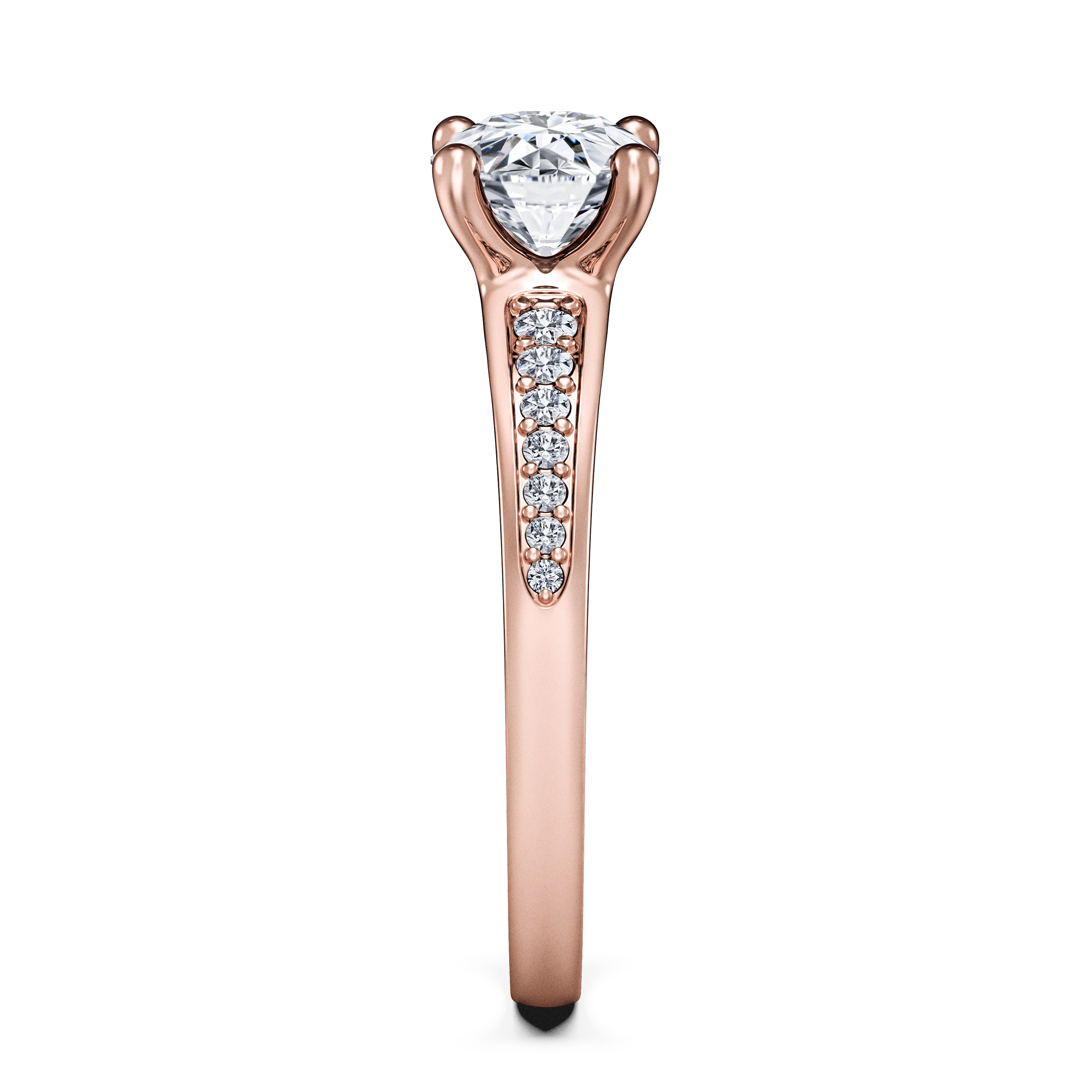 Spark Side Stones Diamond Engagement Ring in 18ct Rose Gold with Round Centre Stone Alternate shot 3