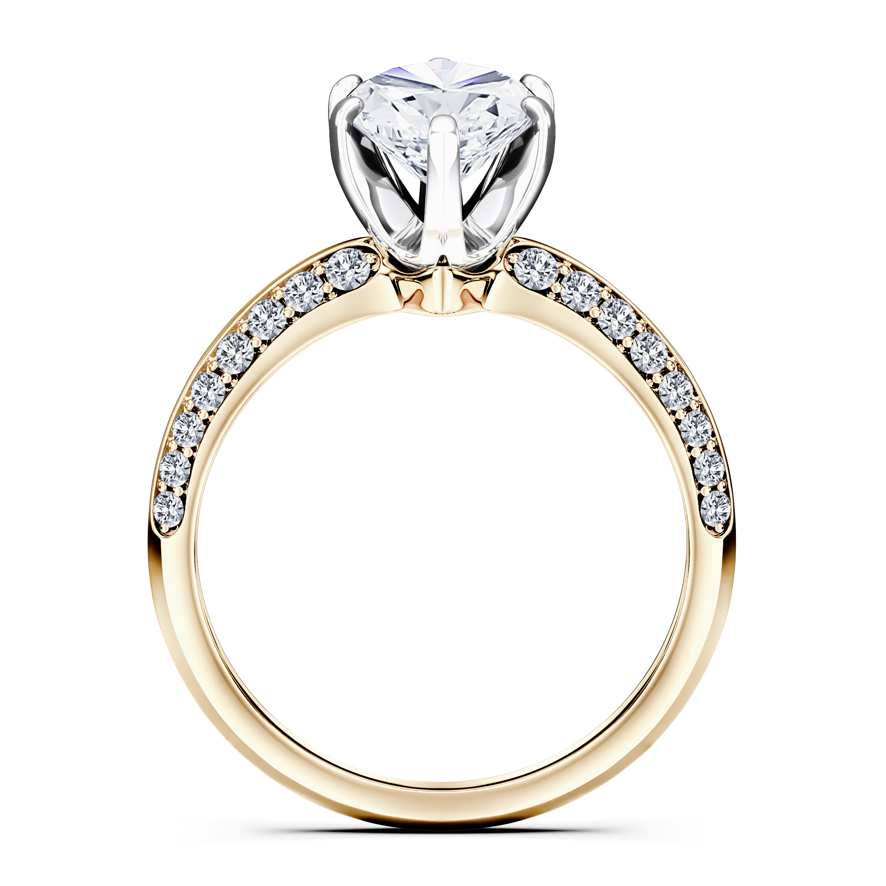 The Moon Ocean Side Stones Diamond Engagement Ring in 18ct Yellow Gold with Marquise Centre Stone Alternate shot 4