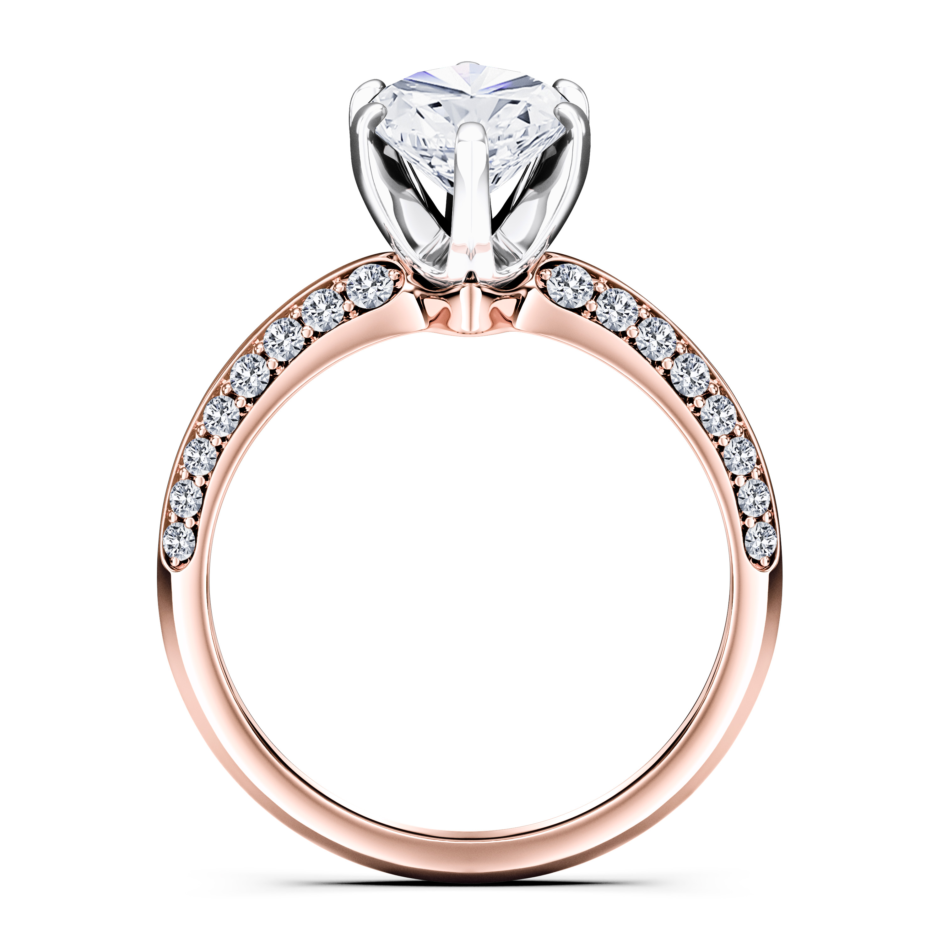 The Moon Ocean Side Stones Diamond Engagement Ring in 18ct Rose Gold with Marquise Centre Stone Alternate shot 4