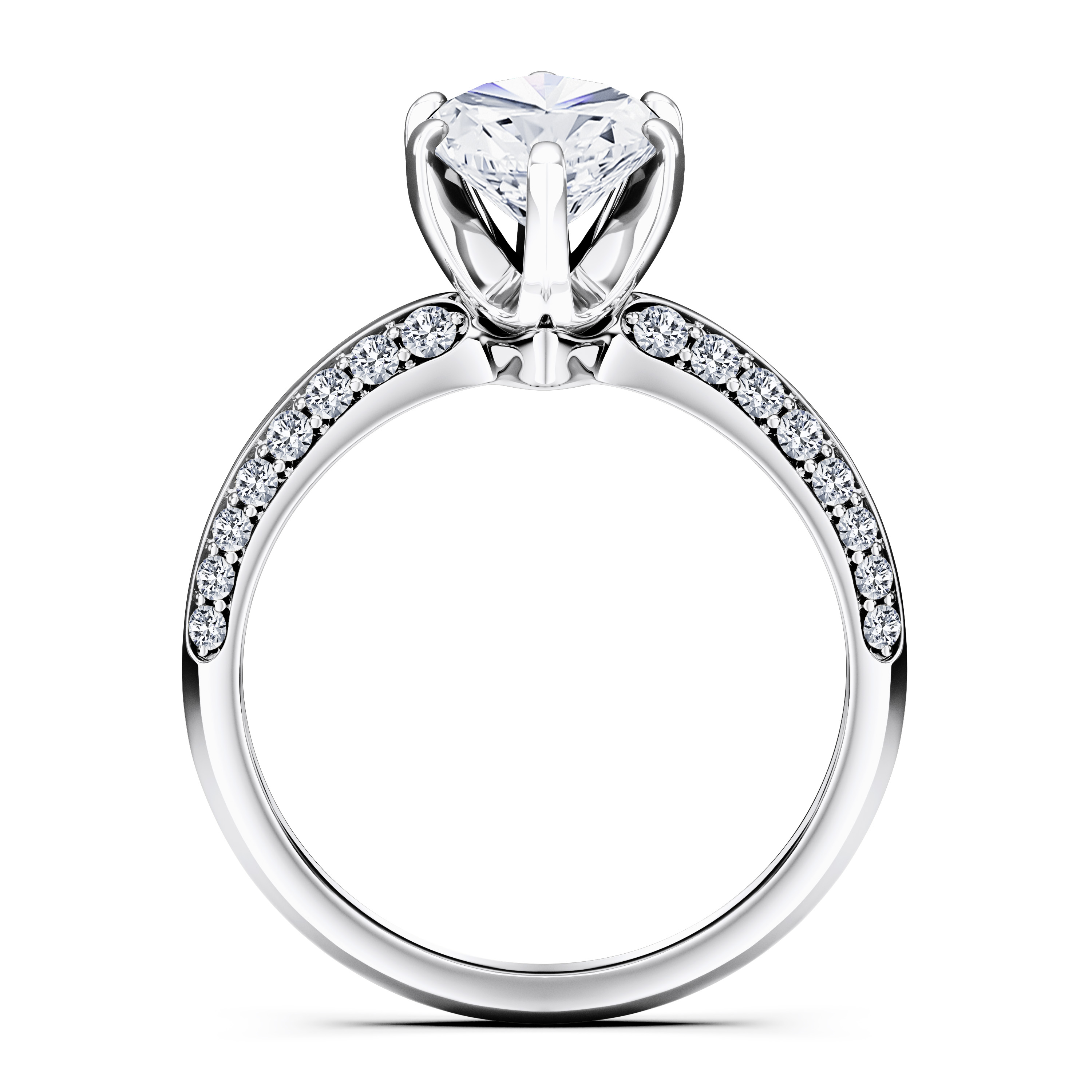 The Moon Ocean Side Stones Diamond Engagement Ring in Platinum with Marquise Centre Stone Alternate shot 4