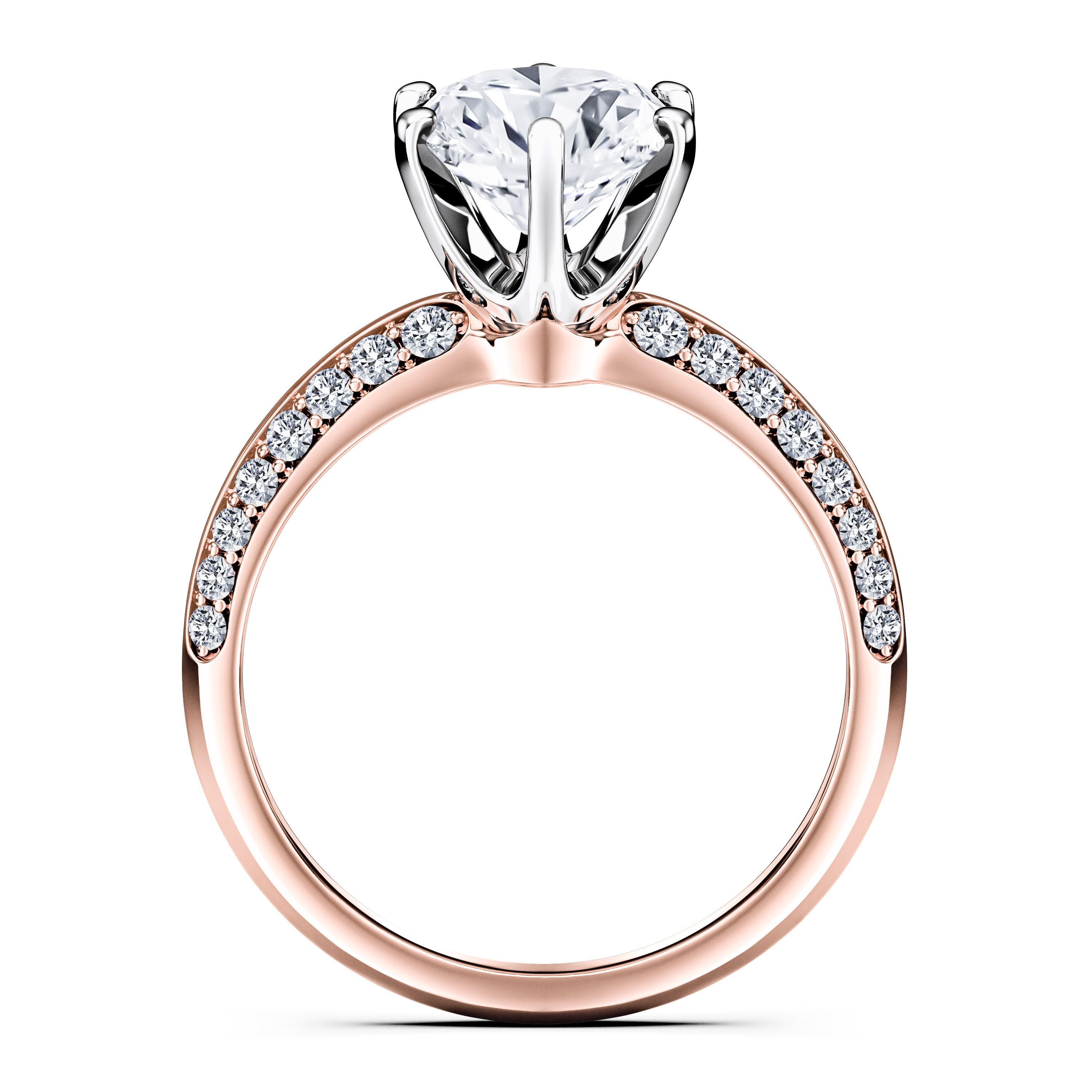 The Moon Ocean Side Stones Diamond Engagement Ring in 18ct Rose Gold with Oval Centre Stone Alternate shot 4