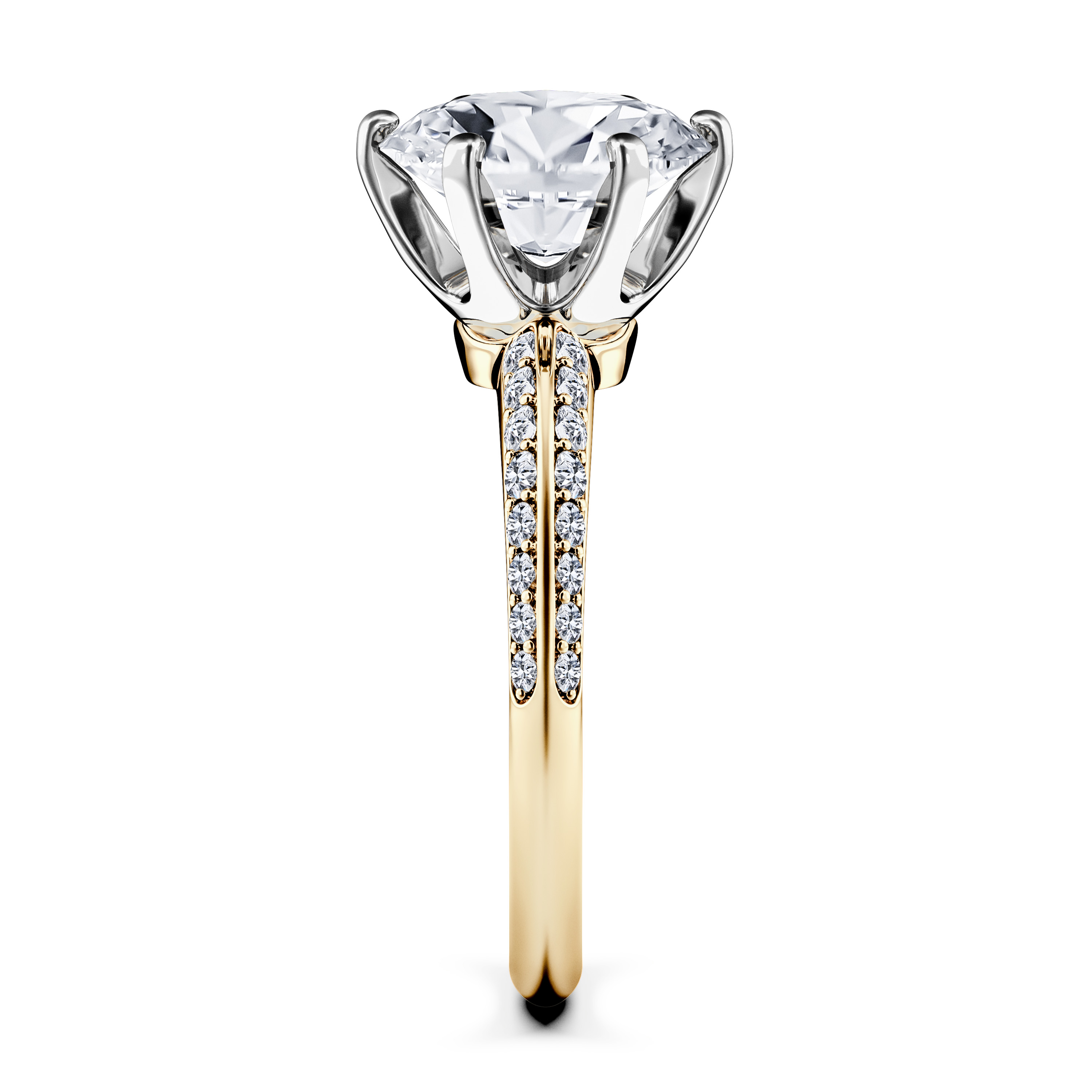 The Moon Ocean Side Stones Diamond Engagement Ring in 18ct Yellow Gold with Oval Centre Stone Alternate shot 3