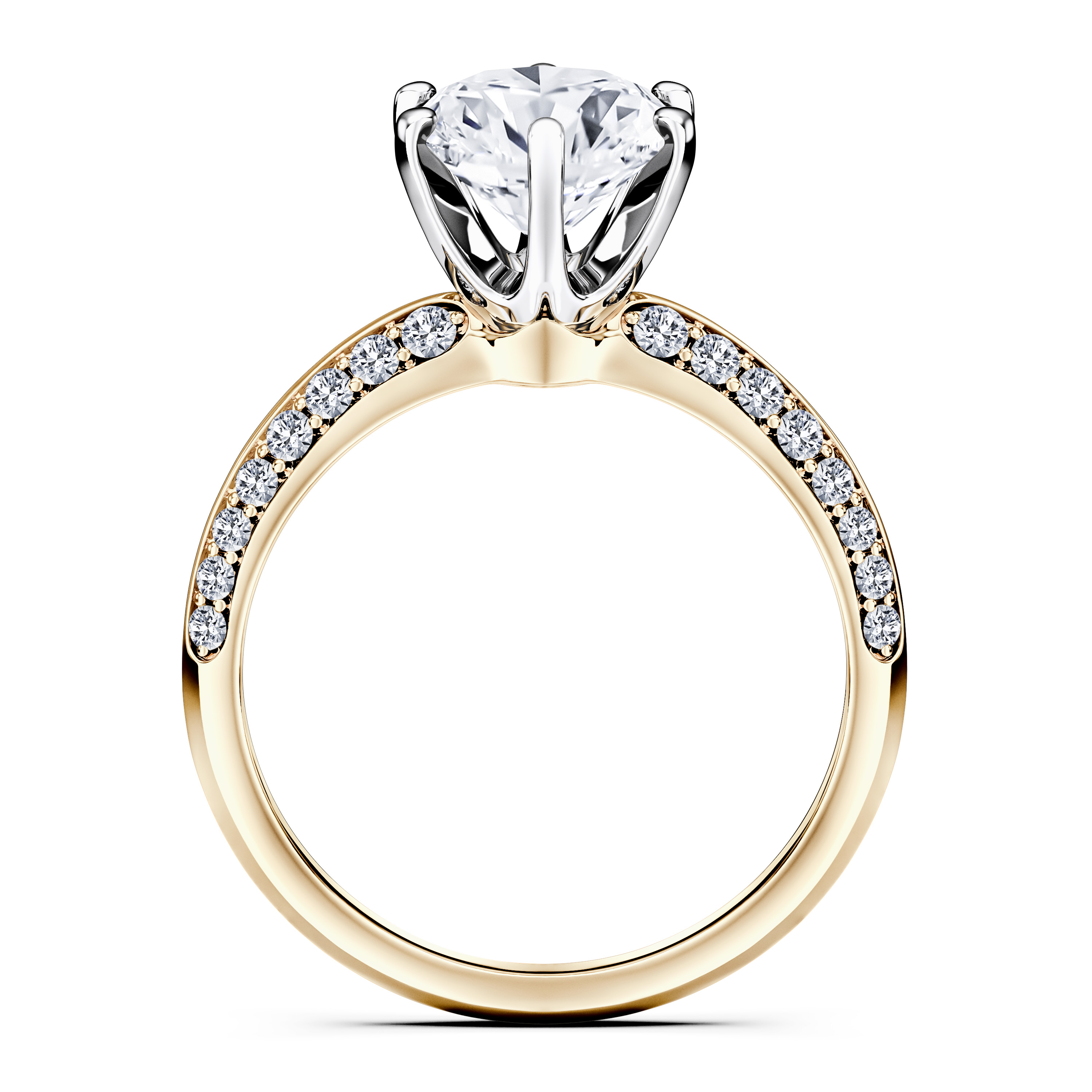 The Moon Ocean Side Stones Diamond Engagement Ring in 18ct Yellow Gold with Oval Centre Stone Alternate shot 4