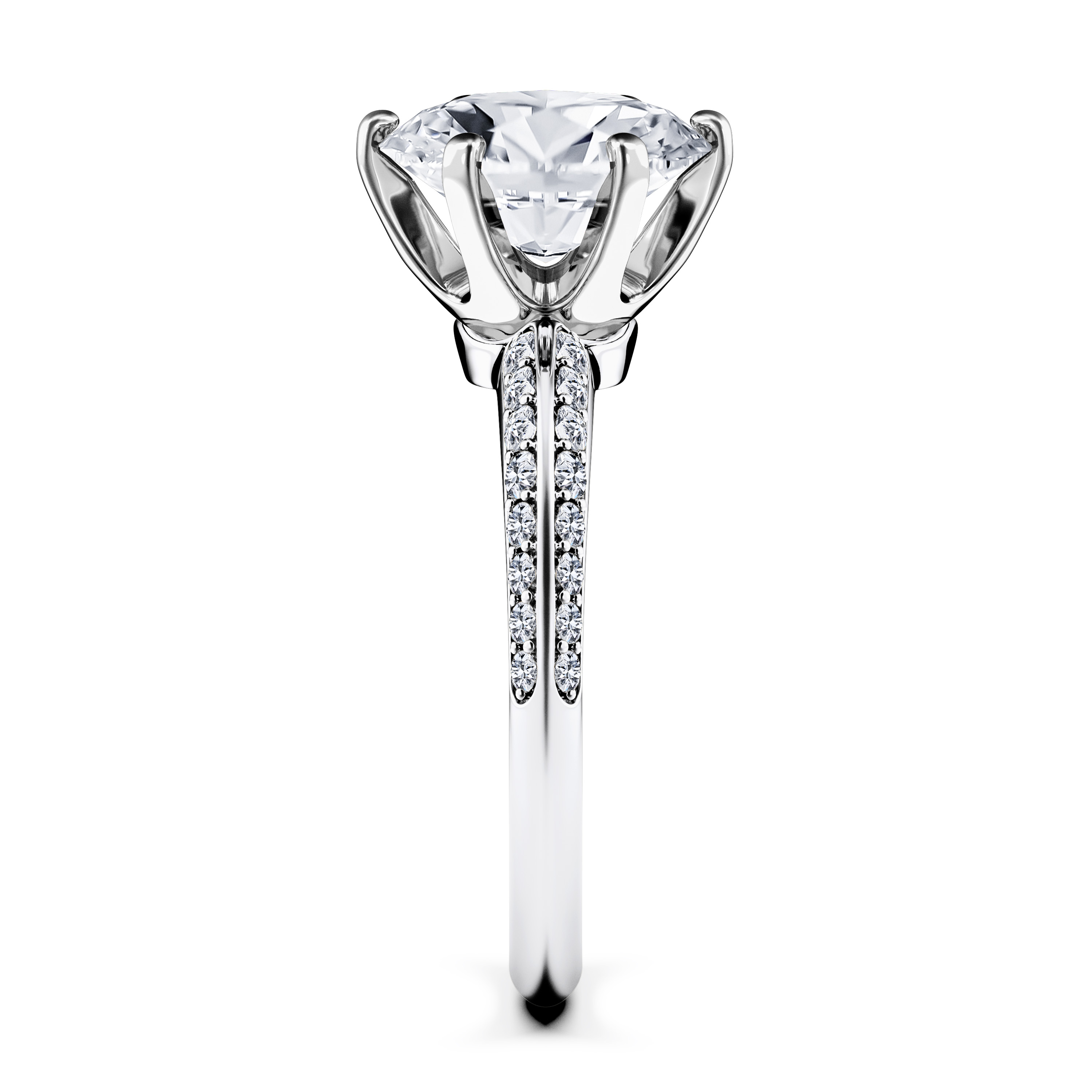 The Moon Ocean Side Stones Diamond Engagement Ring in 18ct White Gold with Oval Centre Stone Alternate shot 3