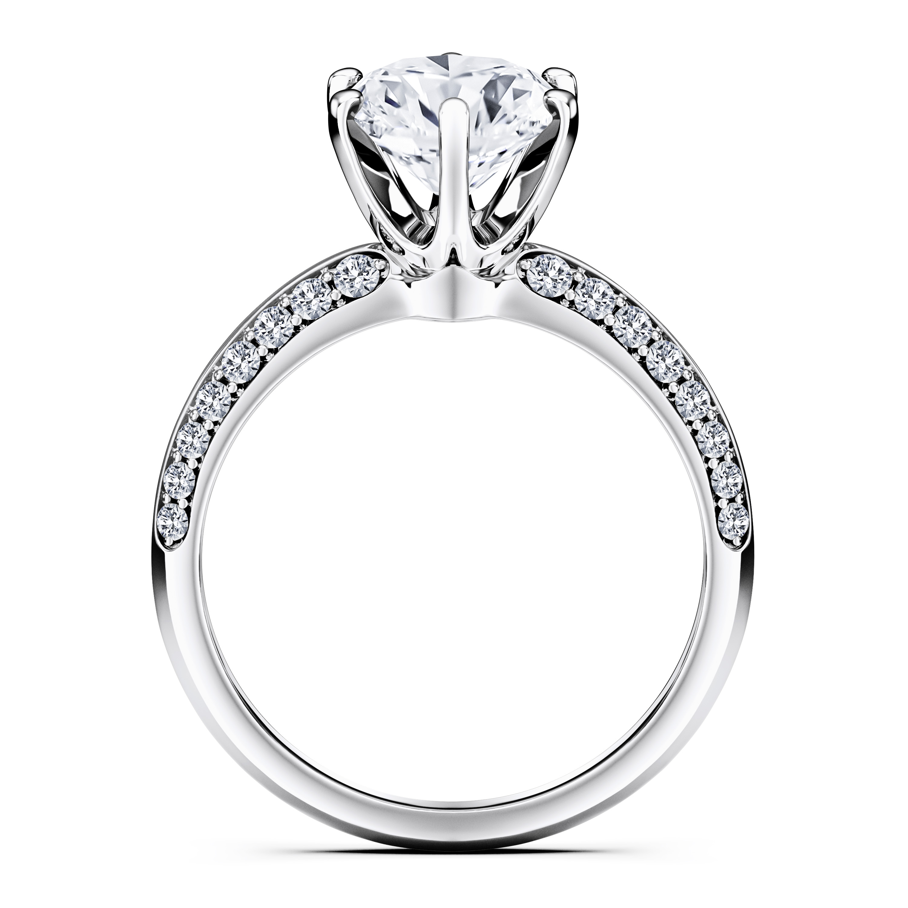 The Moon Ocean Side Stones Diamond Engagement Ring in 18ct White Gold with Oval Centre Stone Alternate shot 4