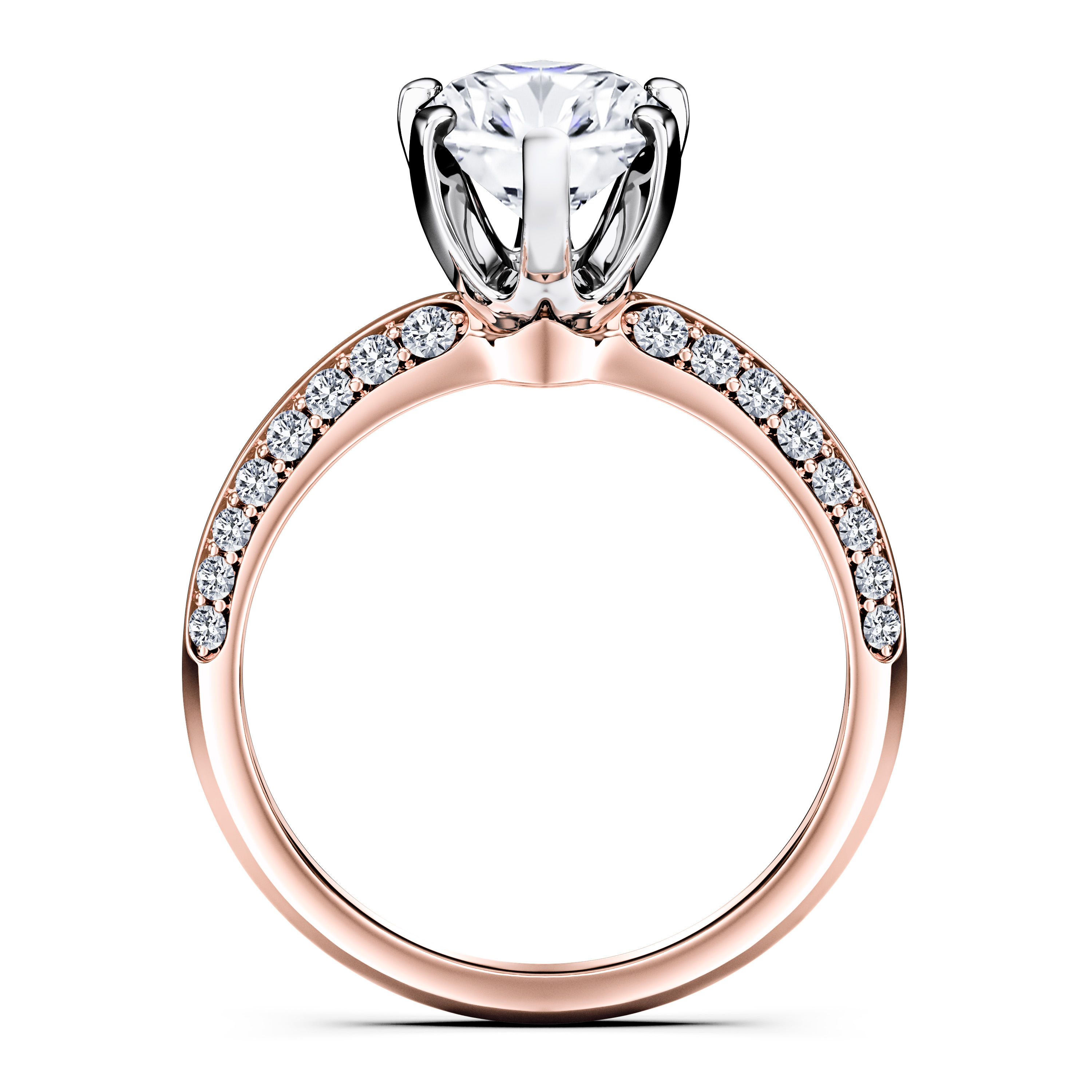 The Moon Ocean Side Stones Diamond Engagement Ring in 18ct Rose Gold with Pear Centre Stone Alternate shot 4