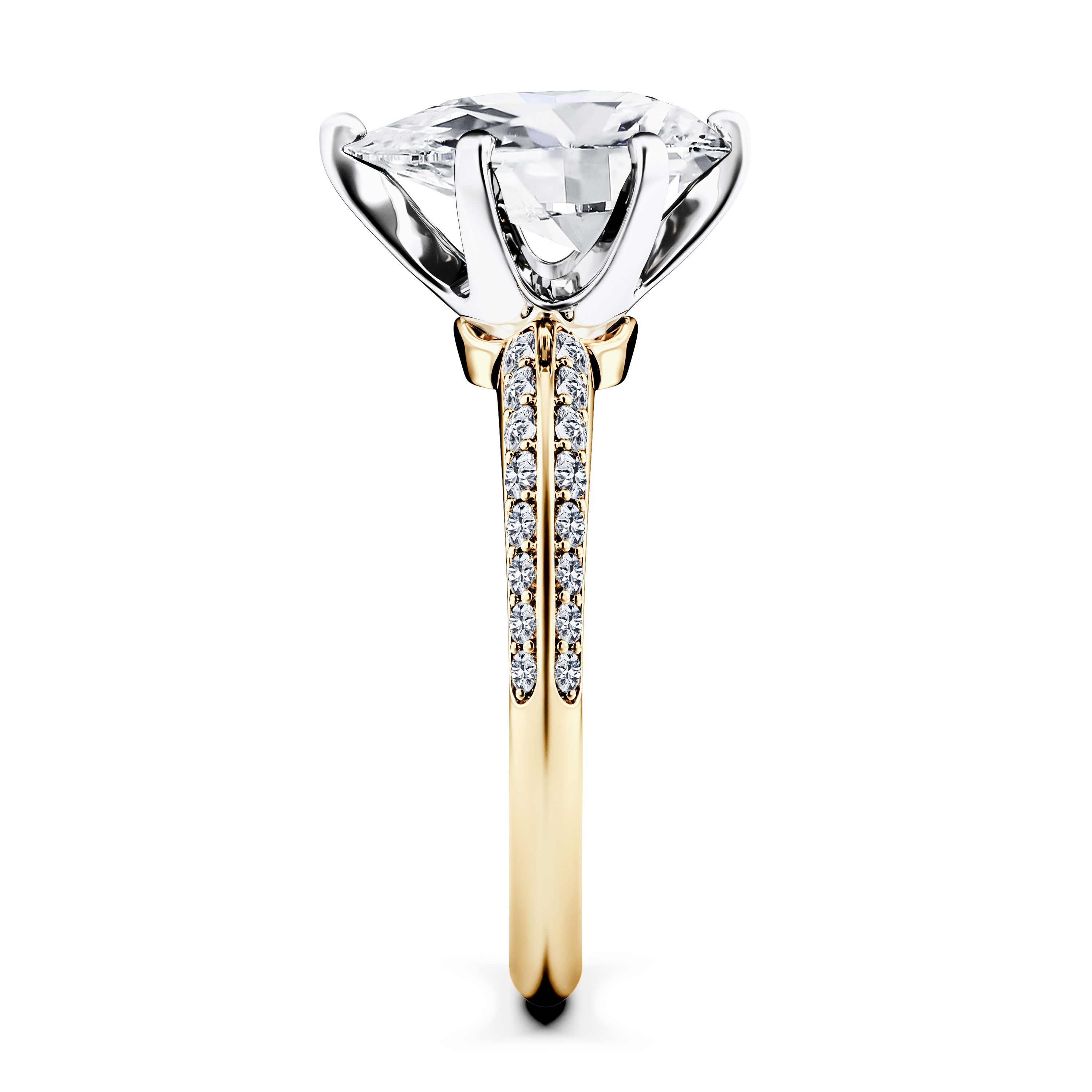 The Moon Ocean Side Stones Diamond Engagement Ring in 18ct Yellow Gold with Pear Centre Stone Alternate shot 3