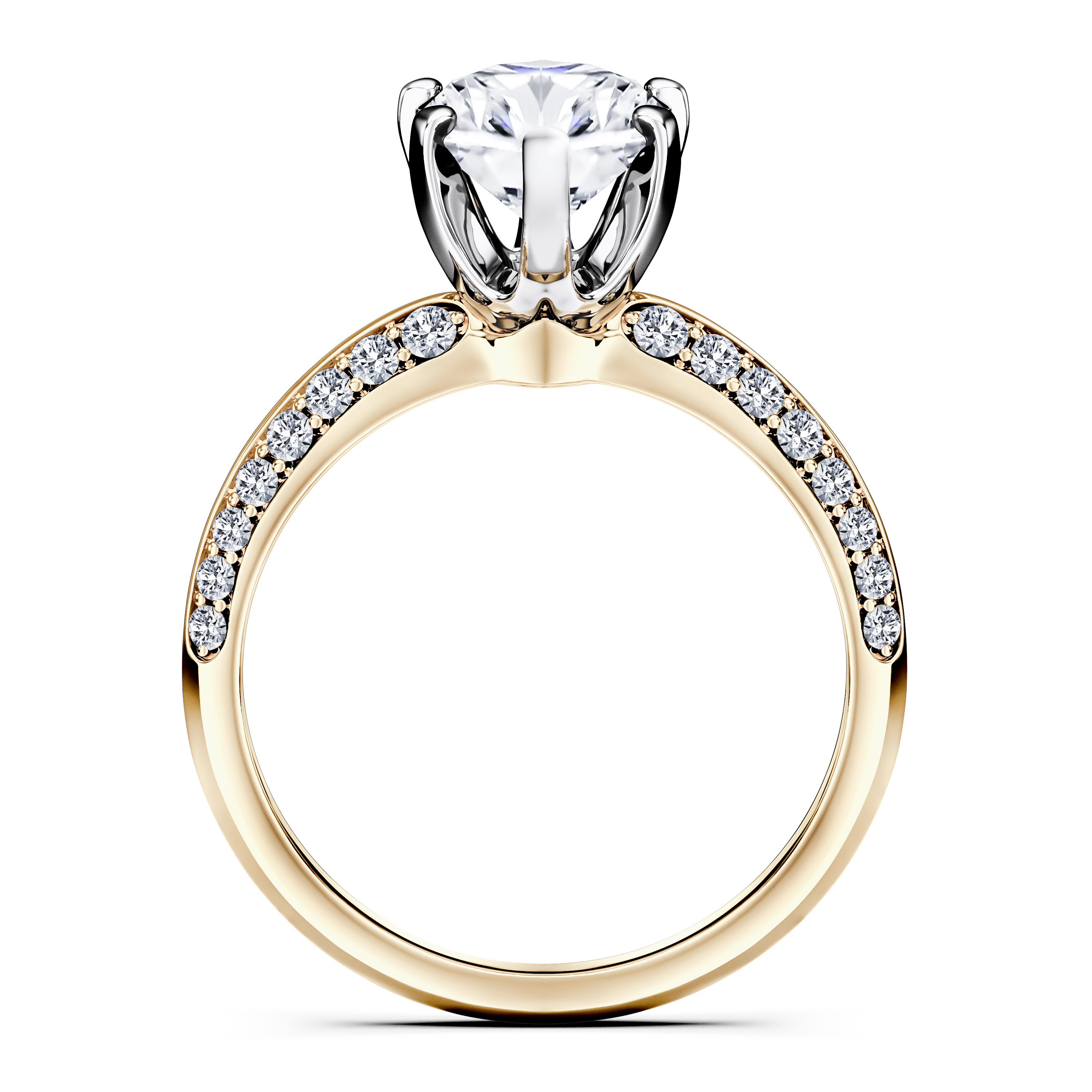 The Moon Ocean Side Stones Diamond Engagement Ring in 18ct Yellow Gold with Pear Centre Stone Alternate shot 4