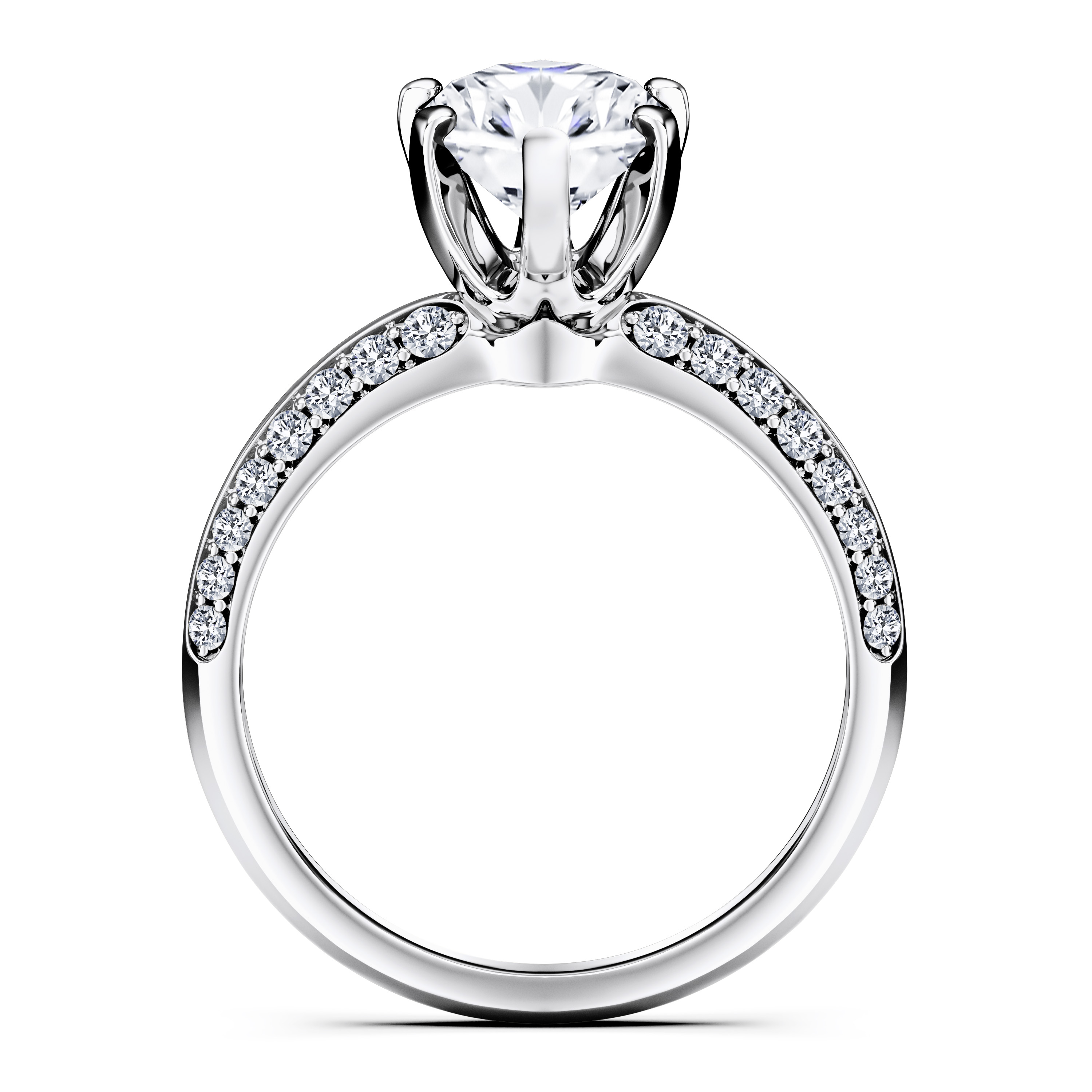 The Moon Ocean Side Stones Diamond Engagement Ring in Platinum with Pear Centre Stone Alternate shot 4