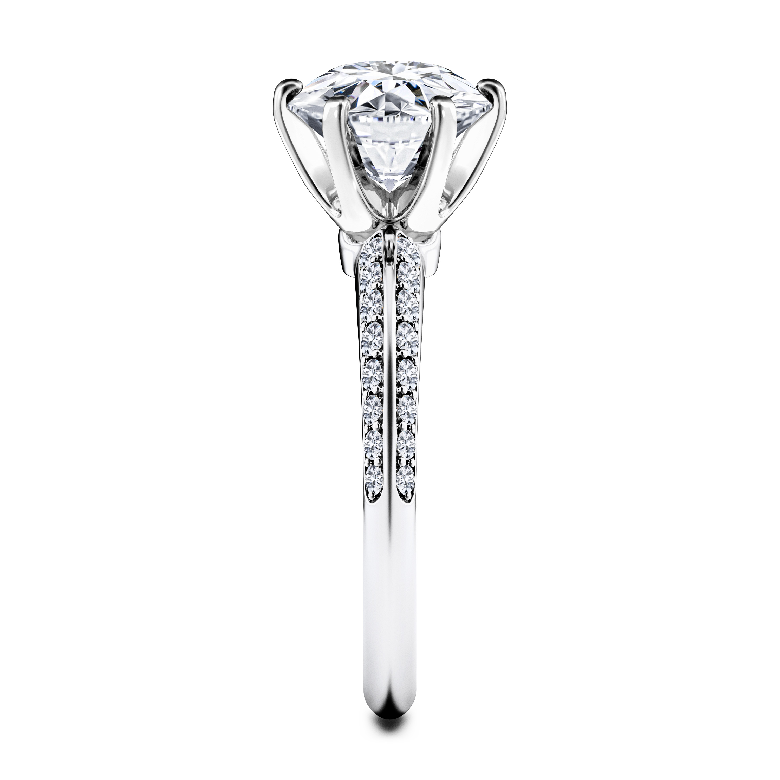 The Moon Ocean Side Stones Diamond Engagement Ring in 18ct White Gold with Round Centre Stone Alternate shot 3