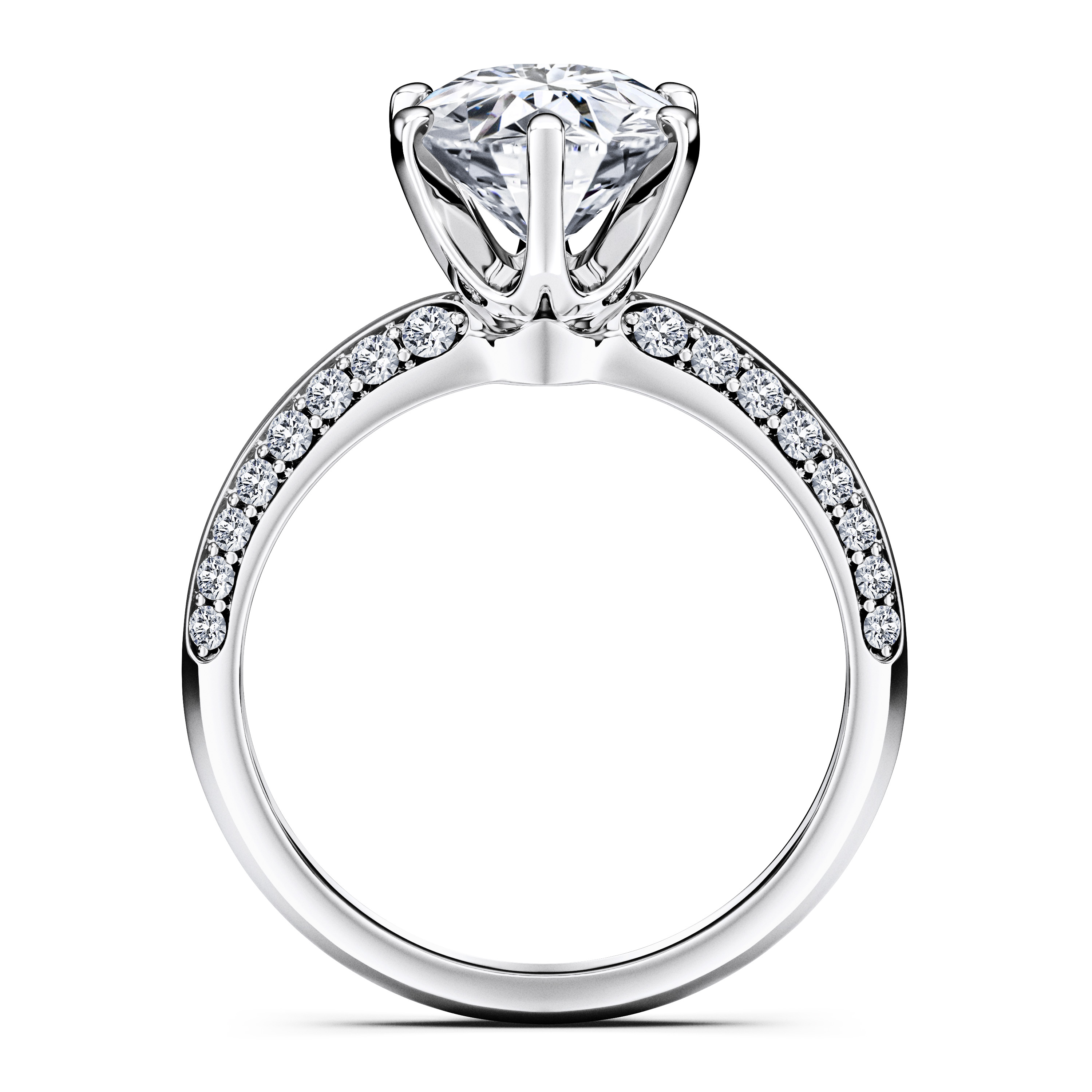 The Moon Ocean Side Stones Diamond Engagement Ring in 18ct White Gold with Round Centre Stone Alternate shot 4