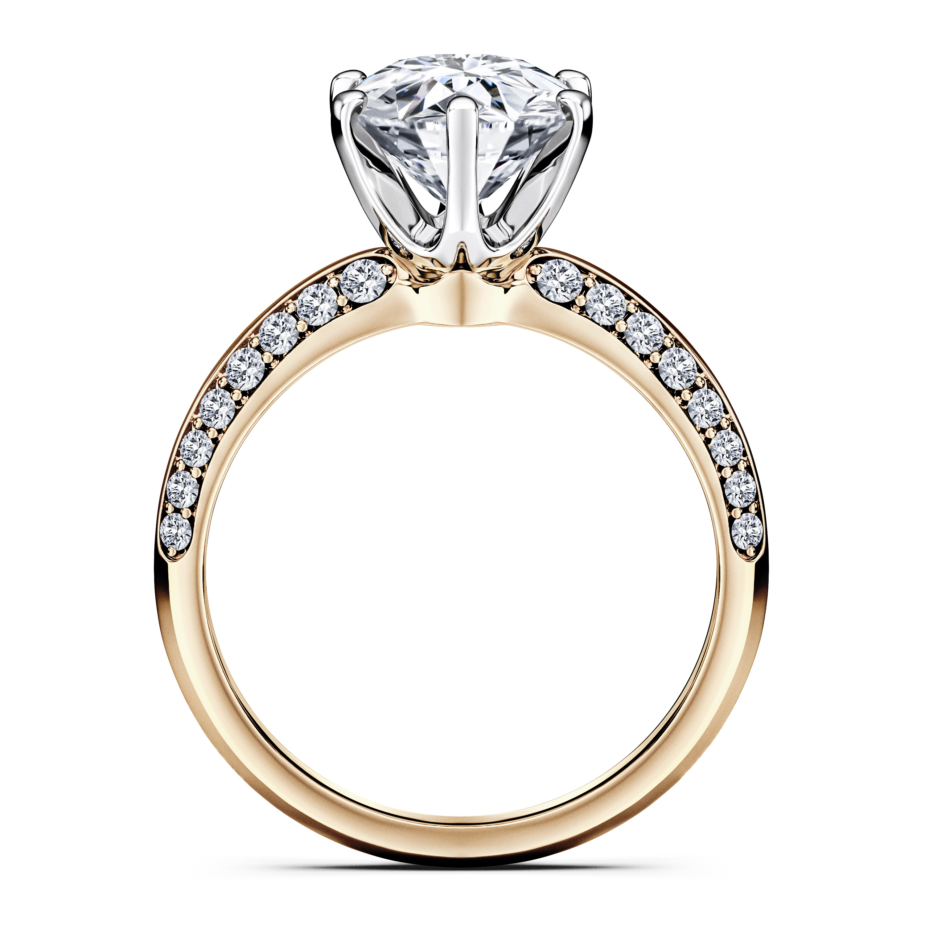The Moon Ocean Side Stones Diamond Engagement Ring in 18ct Yellow Gold with Round Centre Stone Alternate shot 4