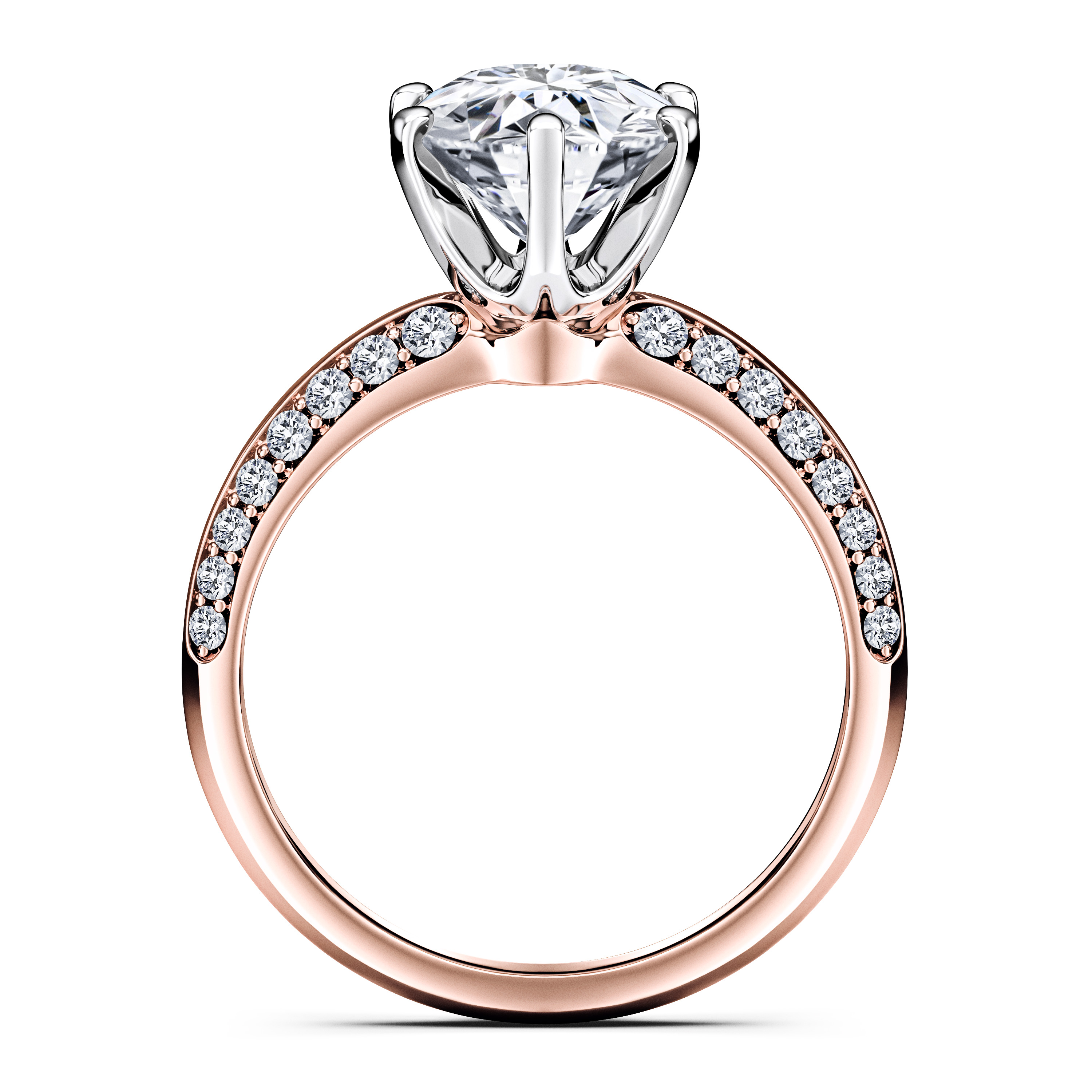 The Moon Ocean Side Stones Diamond Engagement Ring in 18ct Rose Gold with Round Centre Stone Alternate shot 4