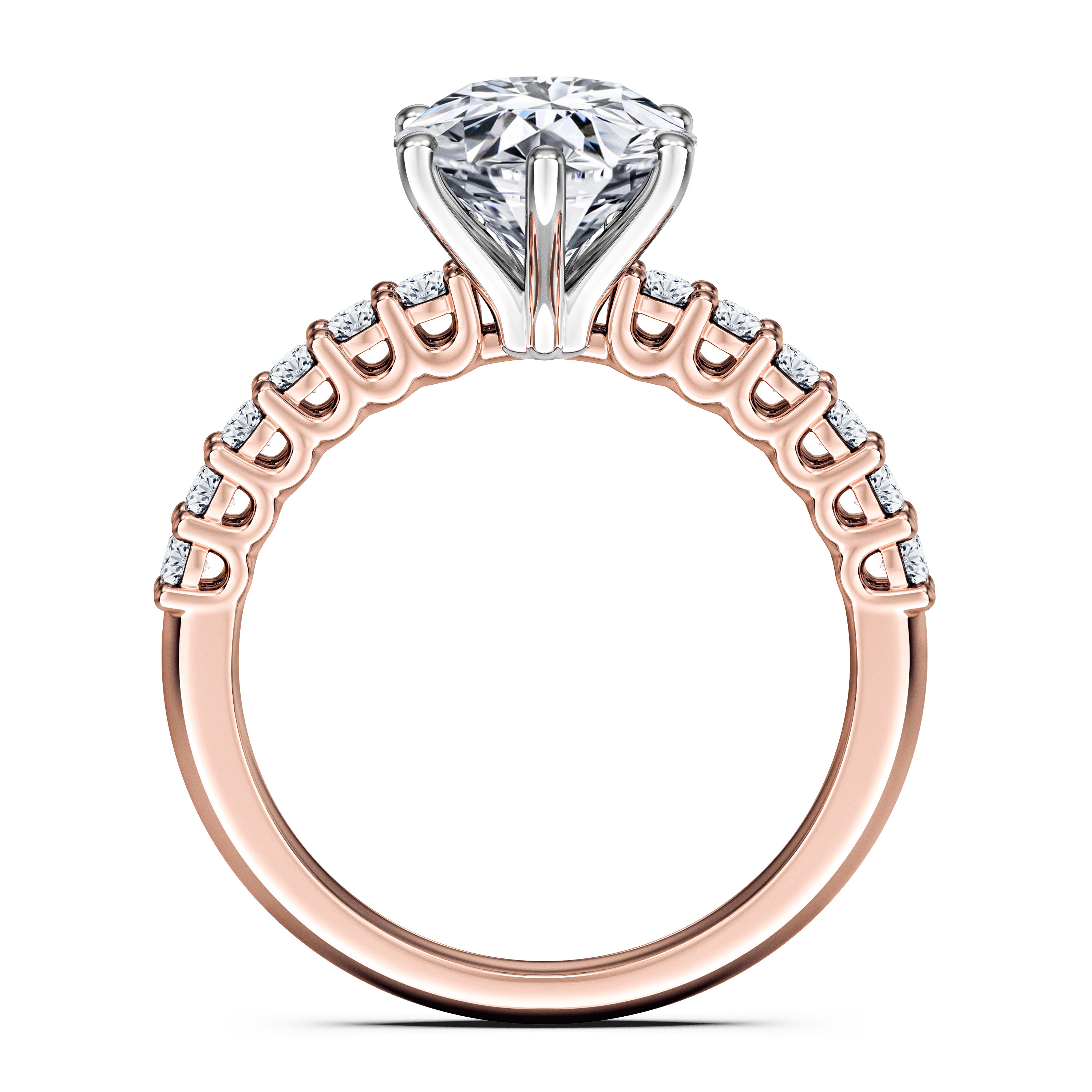 Bloom Side Stones Diamond Engagement Ring in 18ct Rose Gold with Round Centre Stone Alternate shot 4