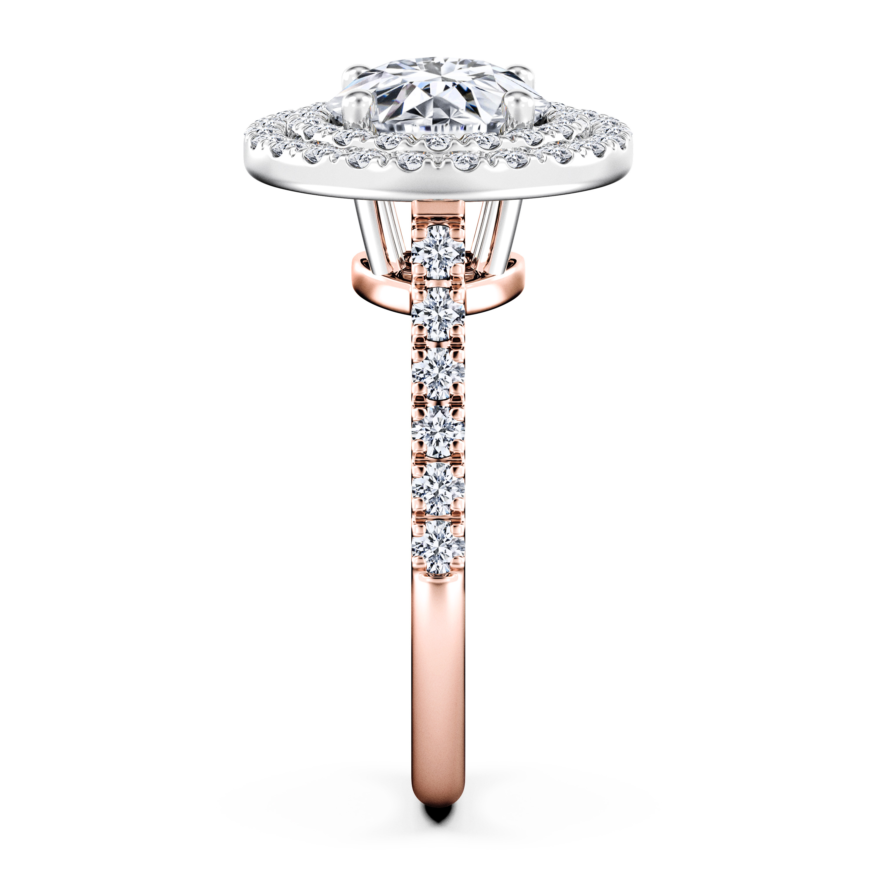 Celestial Halo Diamond Engagement Ring in 18ct Rose Gold with Round Centre Stone Alternate shot 3