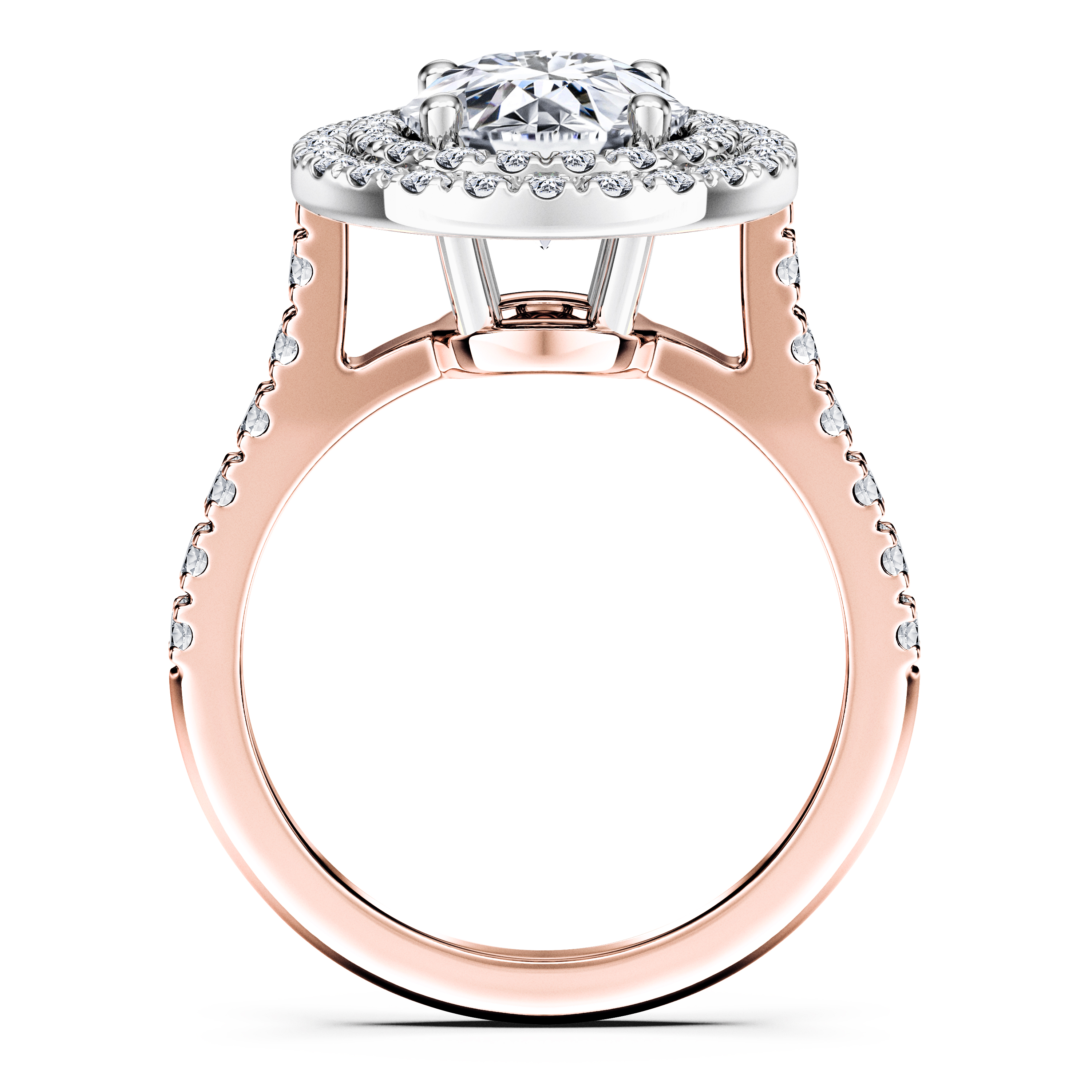 Celestial Halo Diamond Engagement Ring in 18ct Rose Gold with Round Centre Stone Alternate shot 4