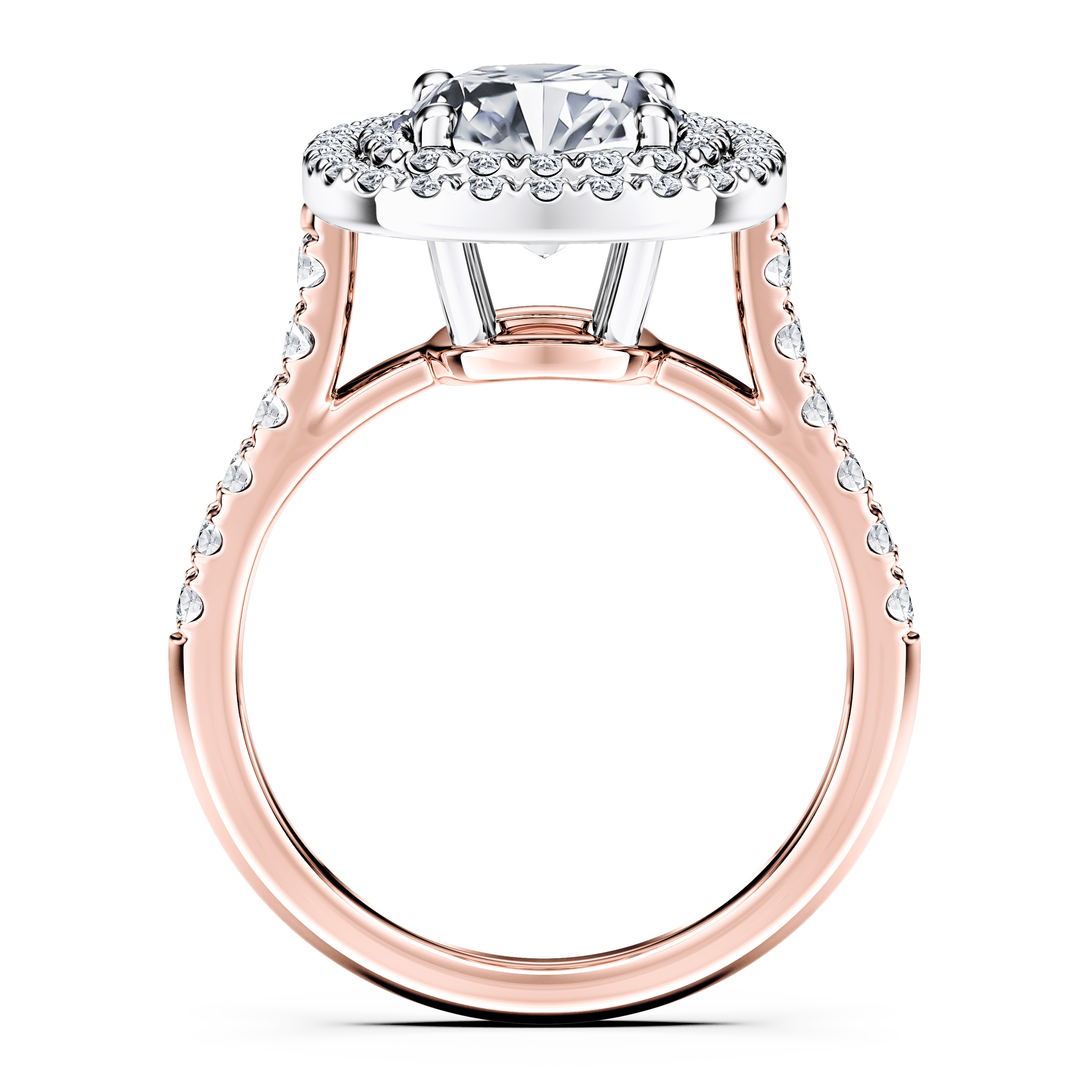 Celestial Halo Diamond Engagement Ring in 18ct Rose Gold with Cushion Centre Stone Alternate shot 4