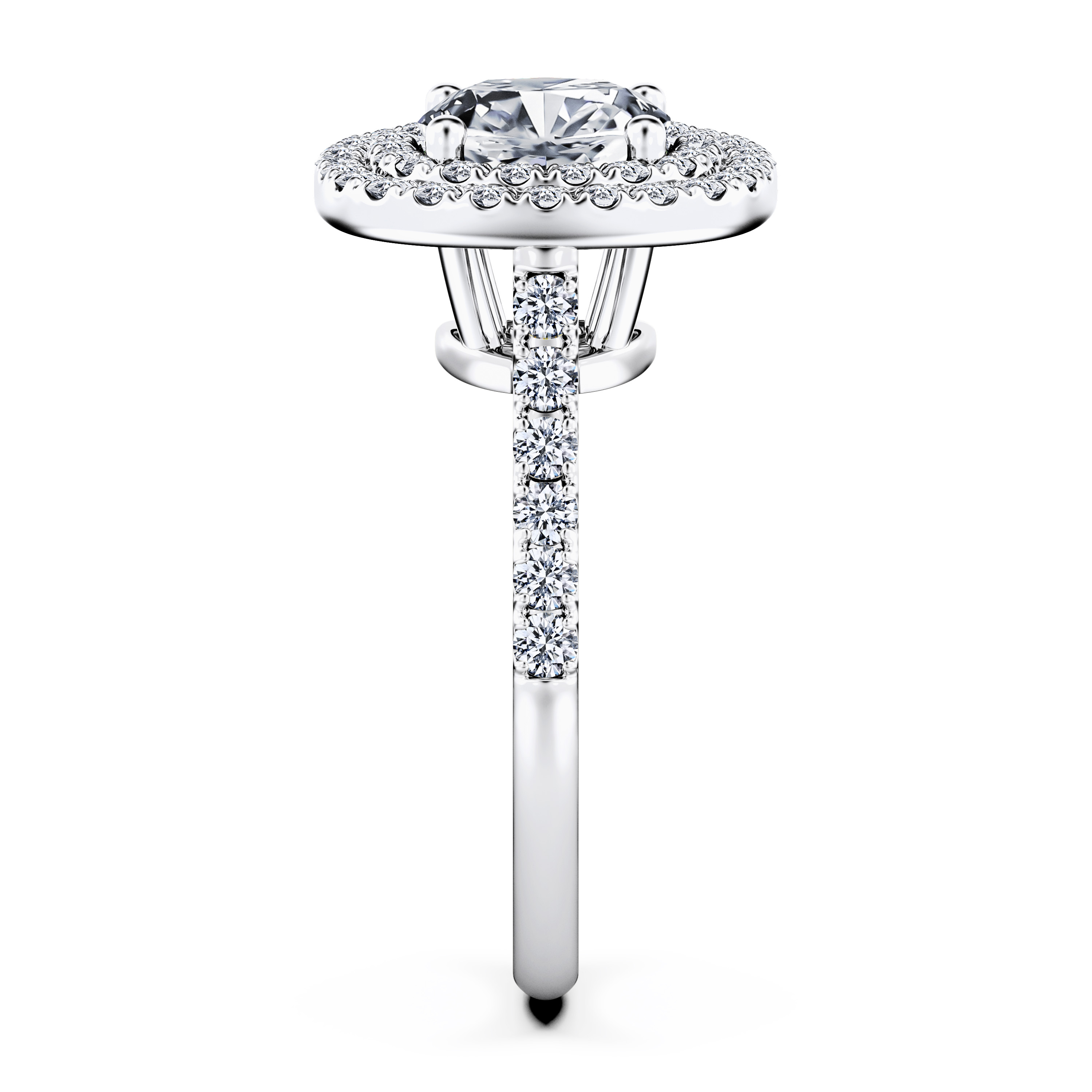 Celestial Halo Diamond Engagement Ring in Platinum with Cushion Centre Stone Alternate shot 3