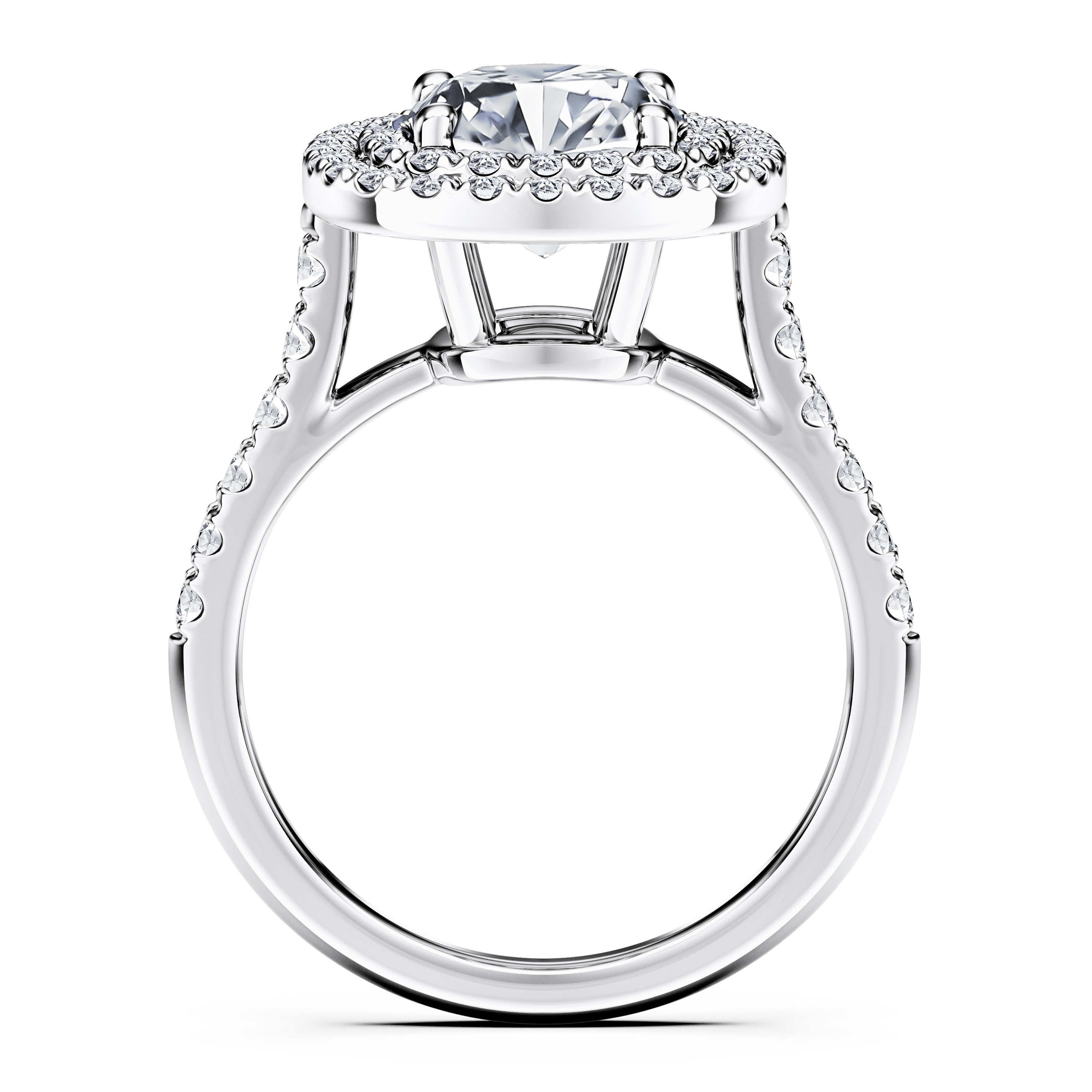 Celestial Halo Diamond Engagement Ring in Platinum with Cushion Centre Stone Alternate shot 4