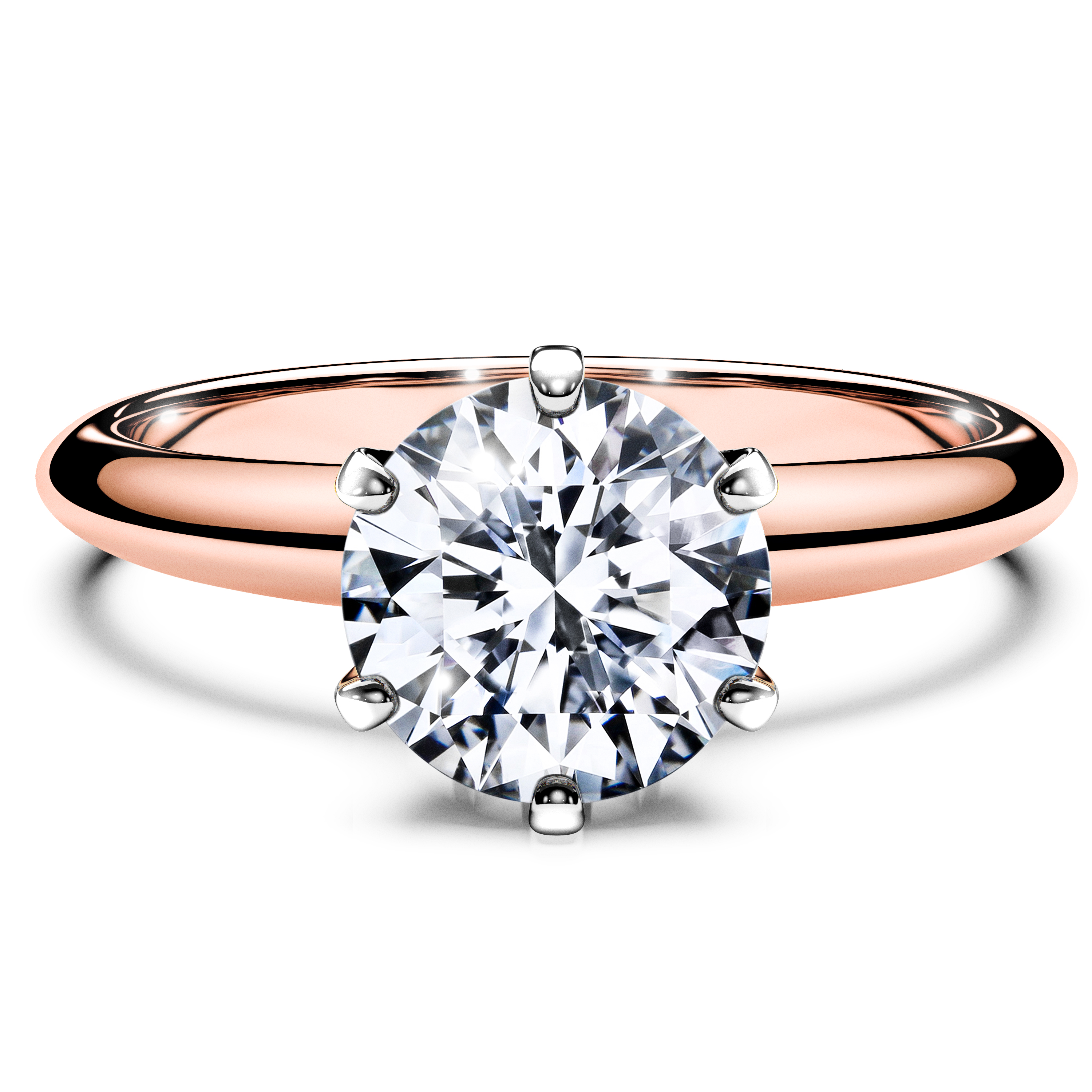 Solitaire, 18ct Rose Gold Diamond Engagement Ring The Moon Ocean Solitaire Ring Round