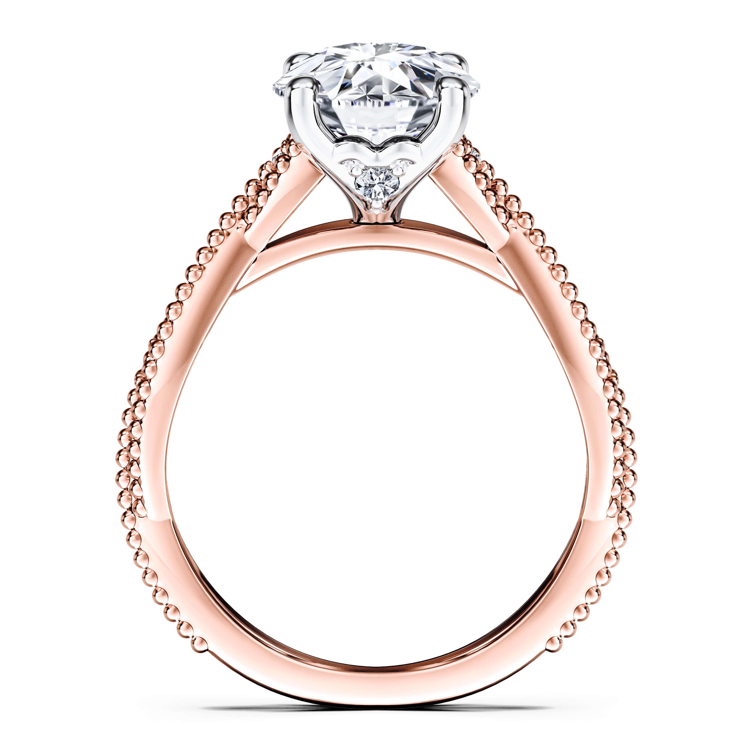 Etheral Vintage Diamond Engagement Ring in 18ct Rose Gold with Round Centre Stone Alternate shot 4