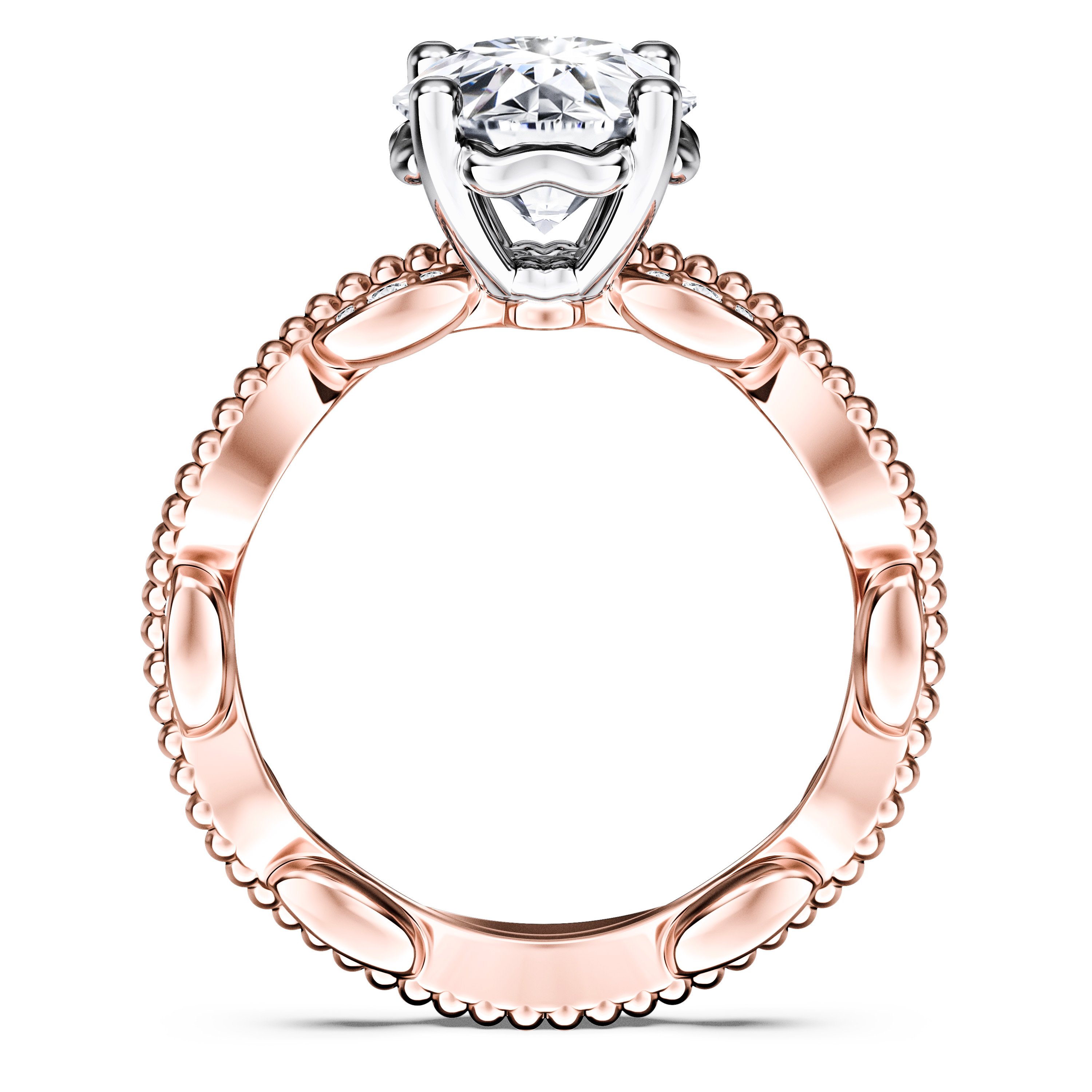 Etheral Vintage Diamond Engagement Ring in 18ct Rose Gold with Round Centre Stone Alternate shot 4