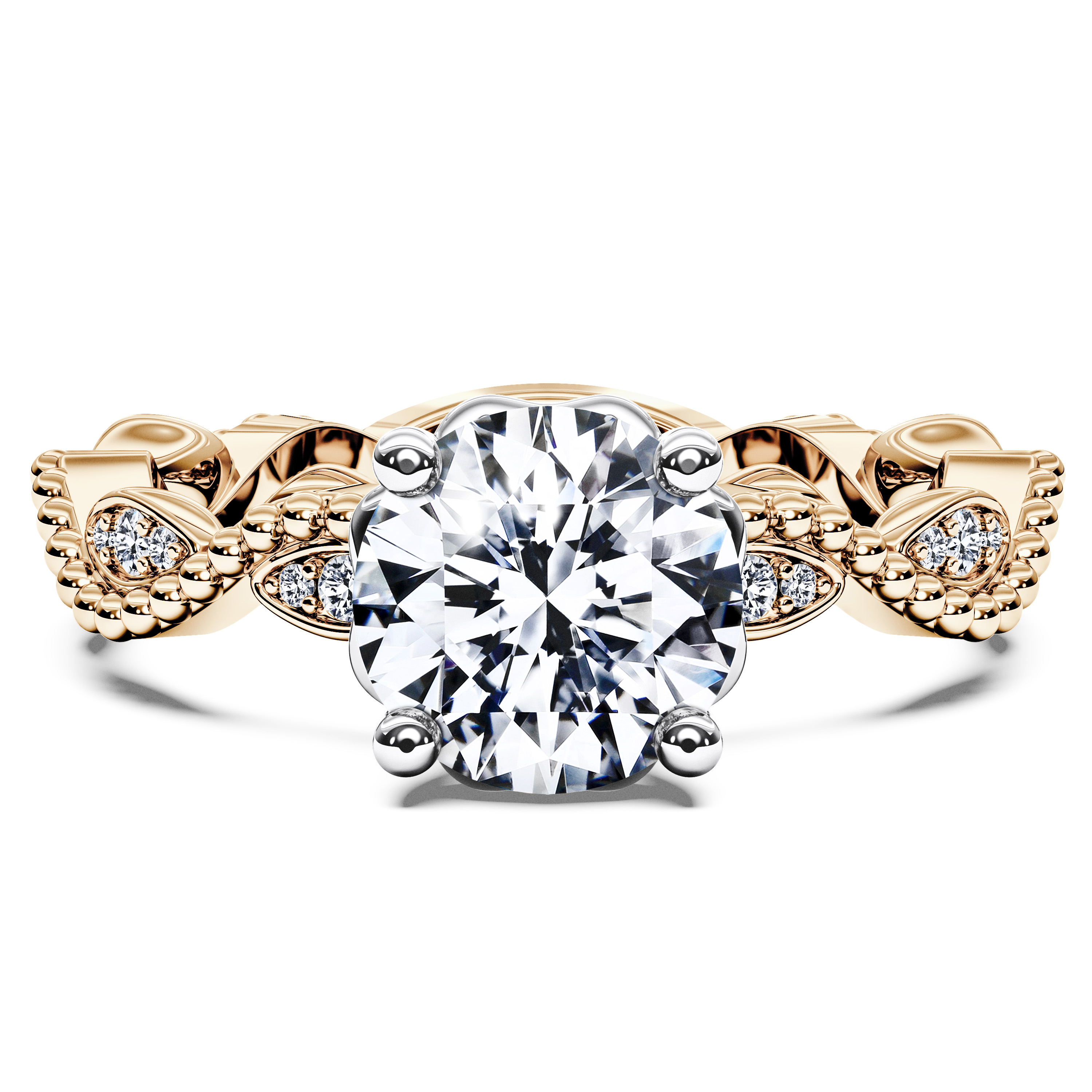 Vintage, 18ct Yellow Gold Diamond Engagement Ring Etheral Vintage Ring Round