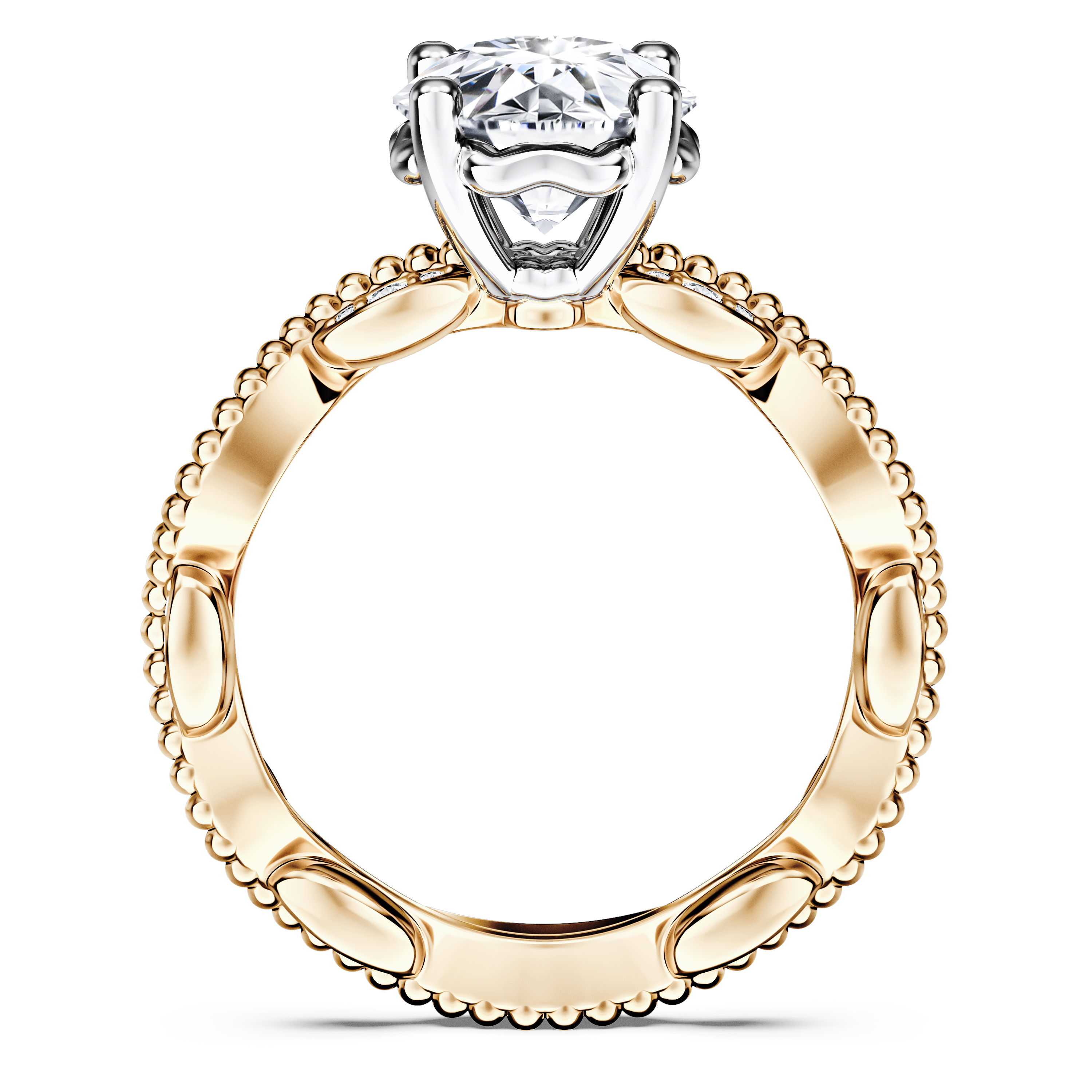 Etheral Vintage Diamond Engagement Ring in 18ct Yellow Gold with Round Centre Stone Alternate shot 4