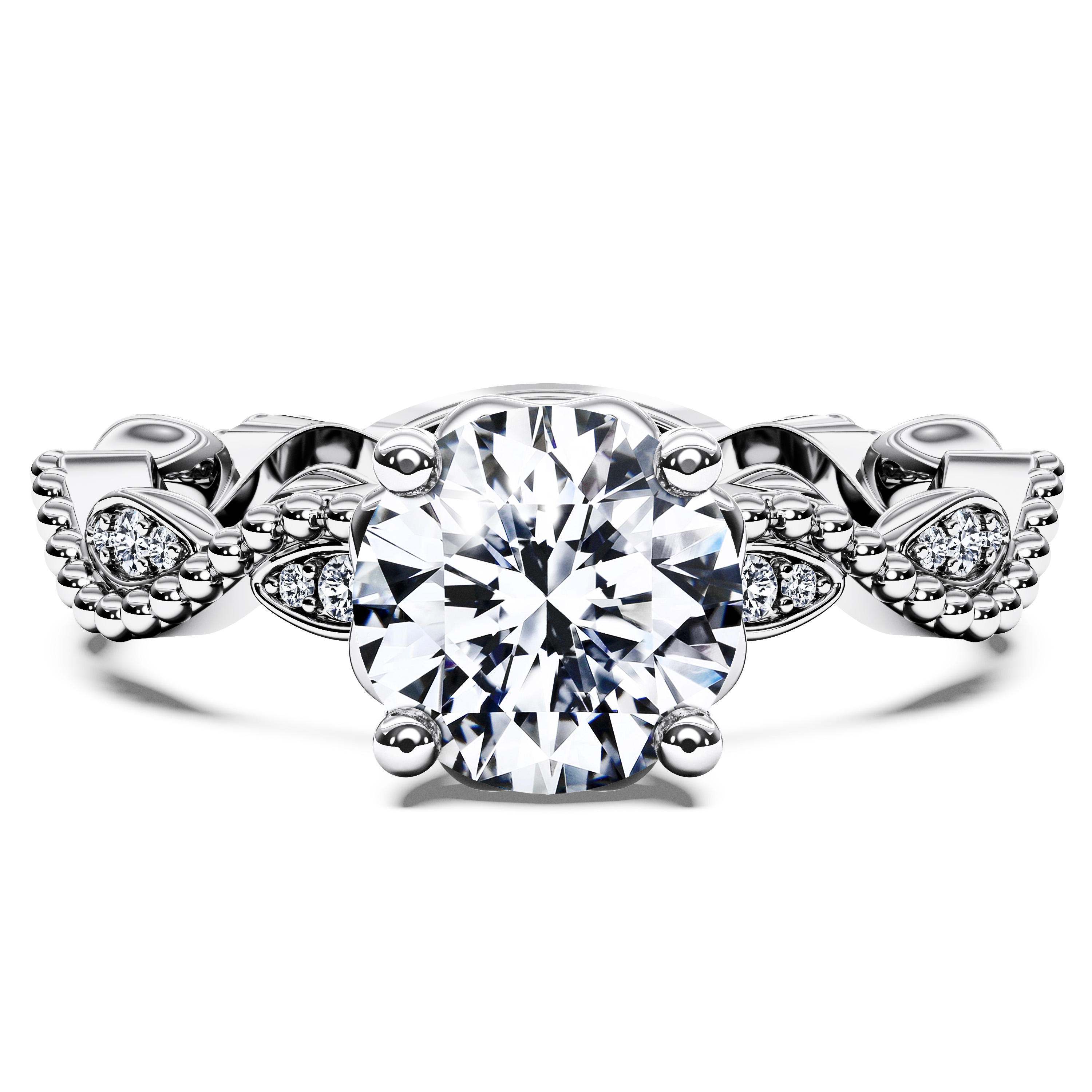 Vintage, 18ct White Gold Diamond Engagement Ring Etheral Vintage Ring Round