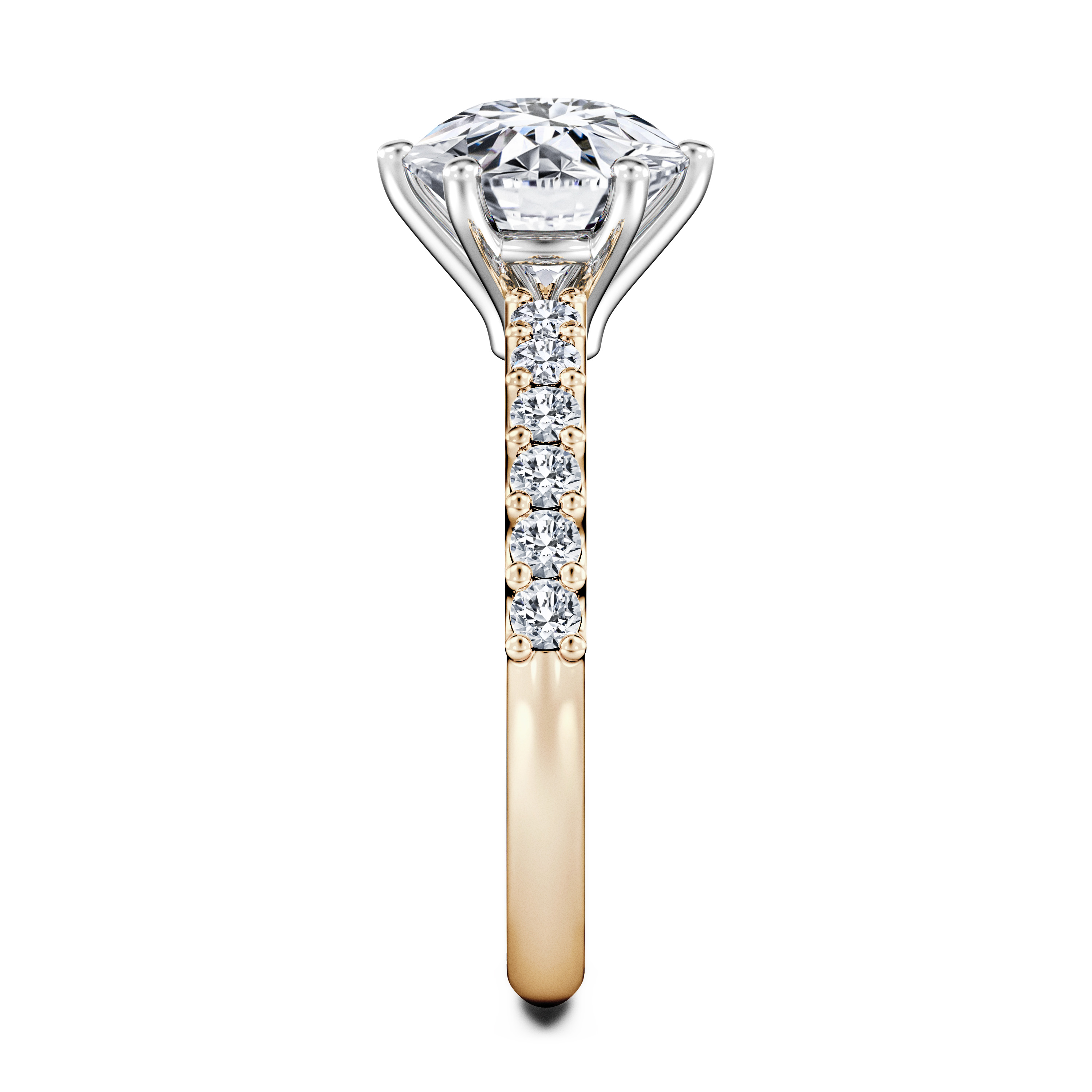 Bloom Side Stones Diamond Engagement Ring in 18ct Yellow Gold with Round Centre Stone Alternate shot 3