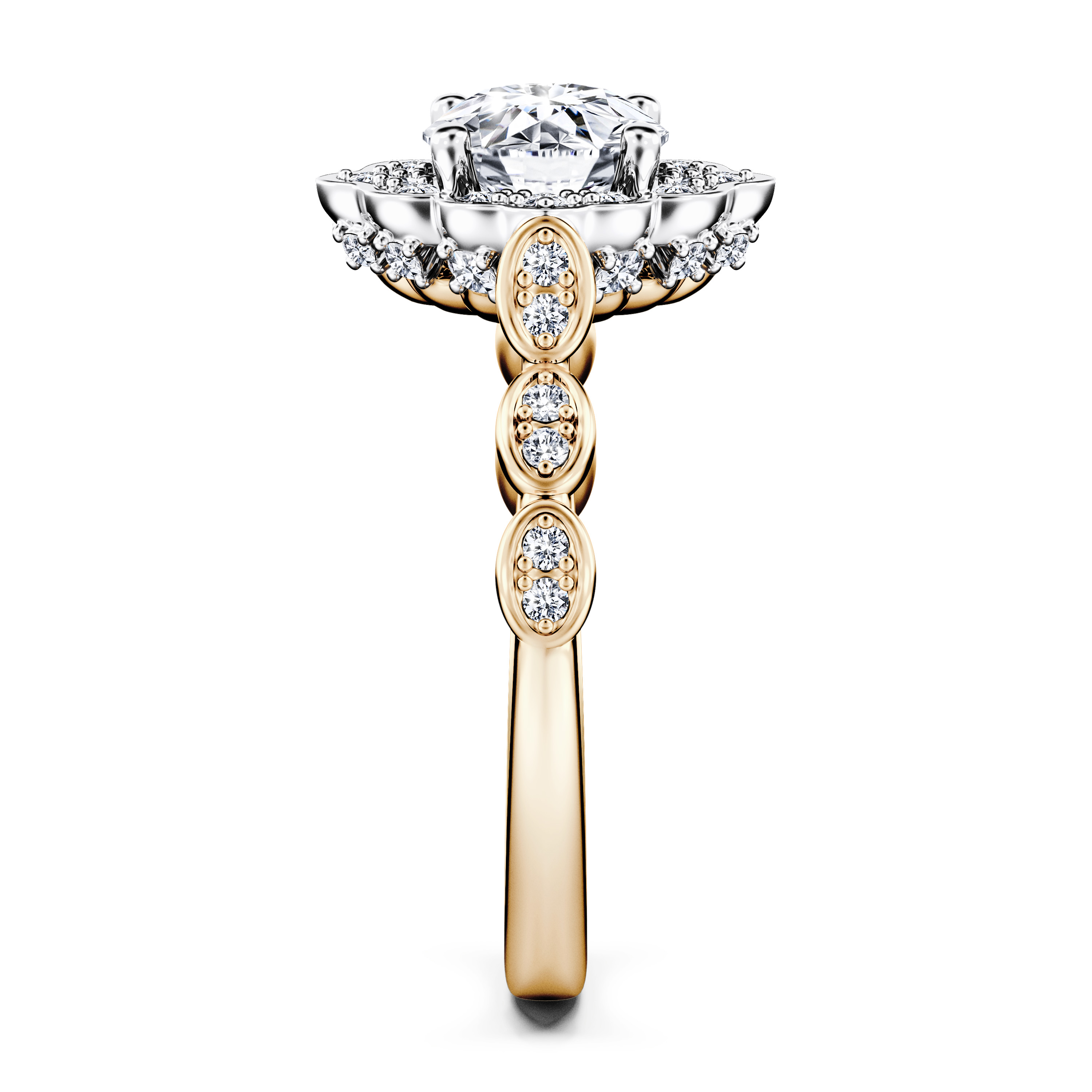 Meridian Vintage Diamond Engagement Ring in 18ct Yellow Gold with Round Centre Stone Alternate shot 3