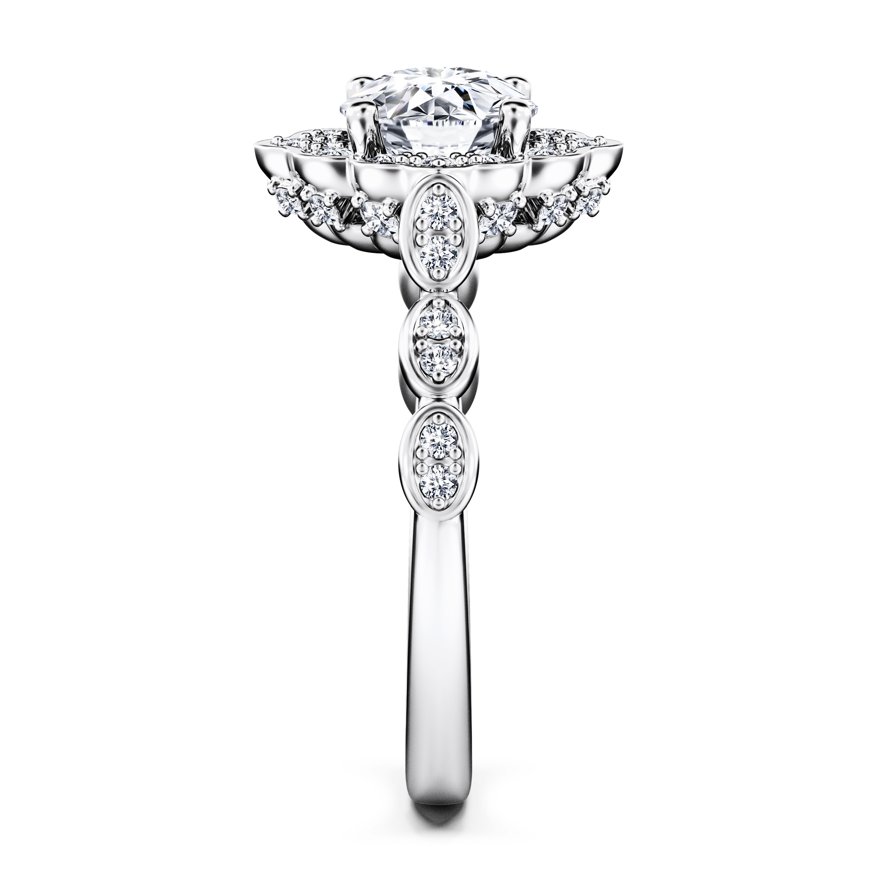 Meridian Vintage Diamond Engagement Ring in Platinum with Round Centre Stone Alternate shot 3