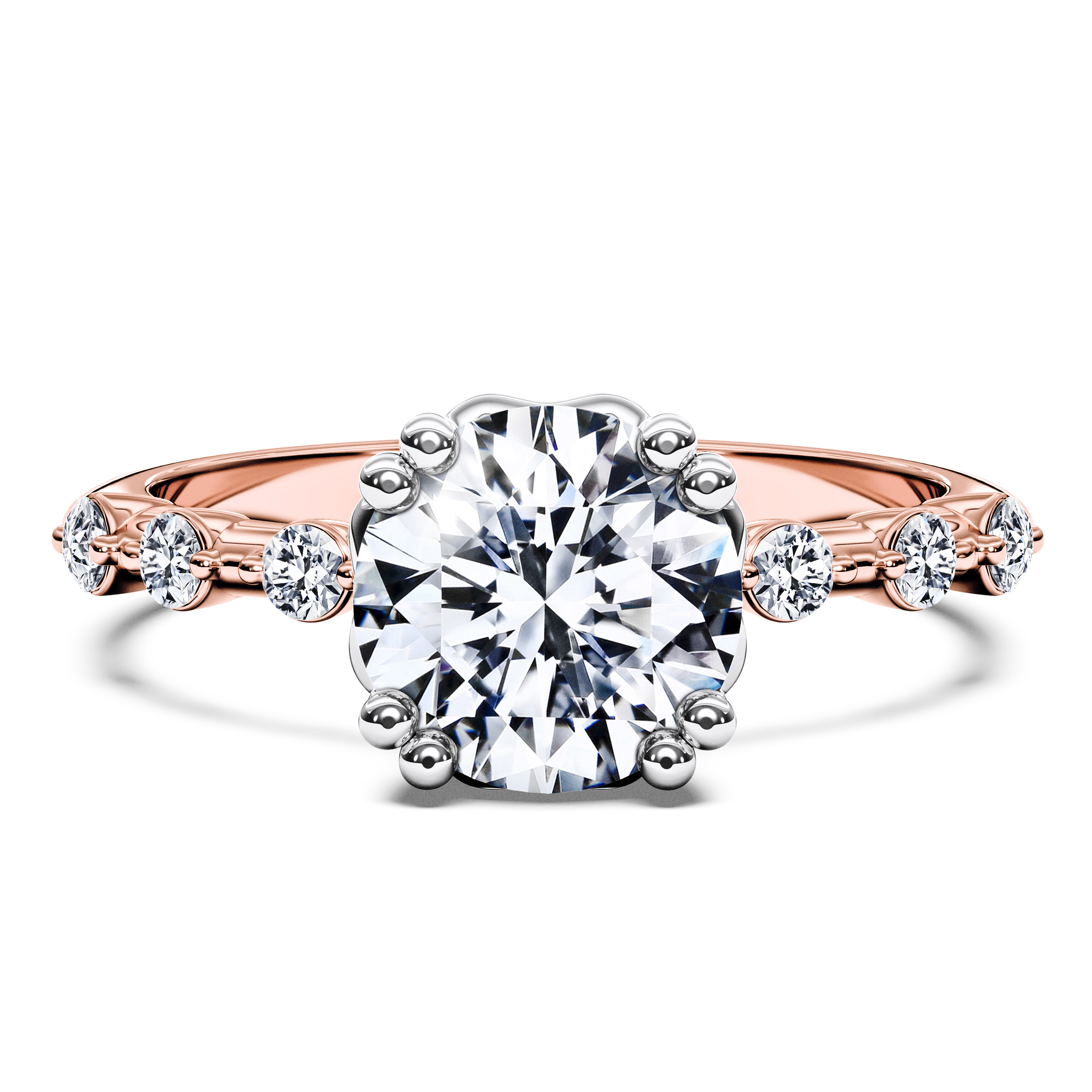 Vintage, 18ct Rose Gold Diamond Engagement Ring Pleiades Vintage Round