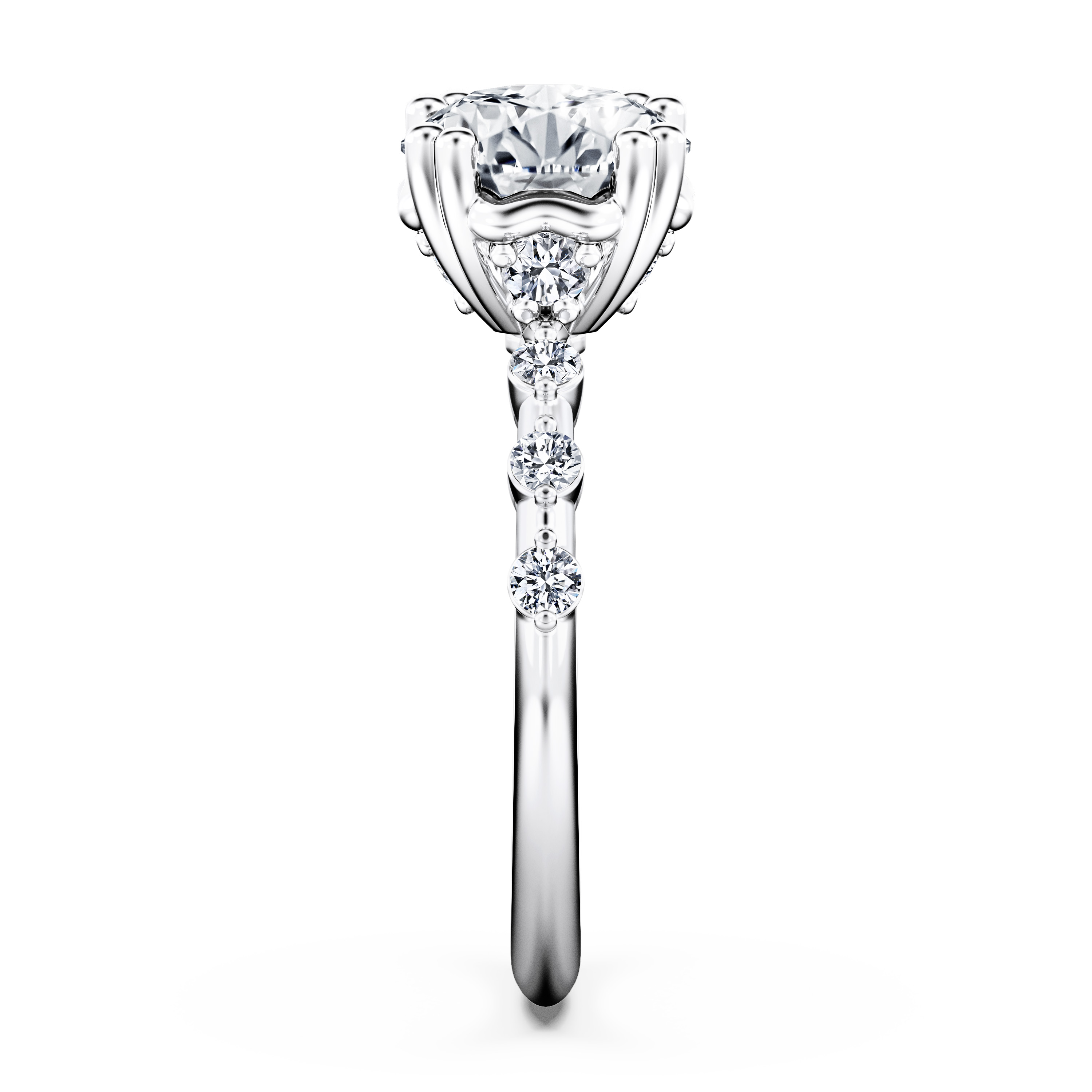 Pleiades Vintage Diamond Engagement Ring in Platinum with Round Centre Stone Alternate shot 3