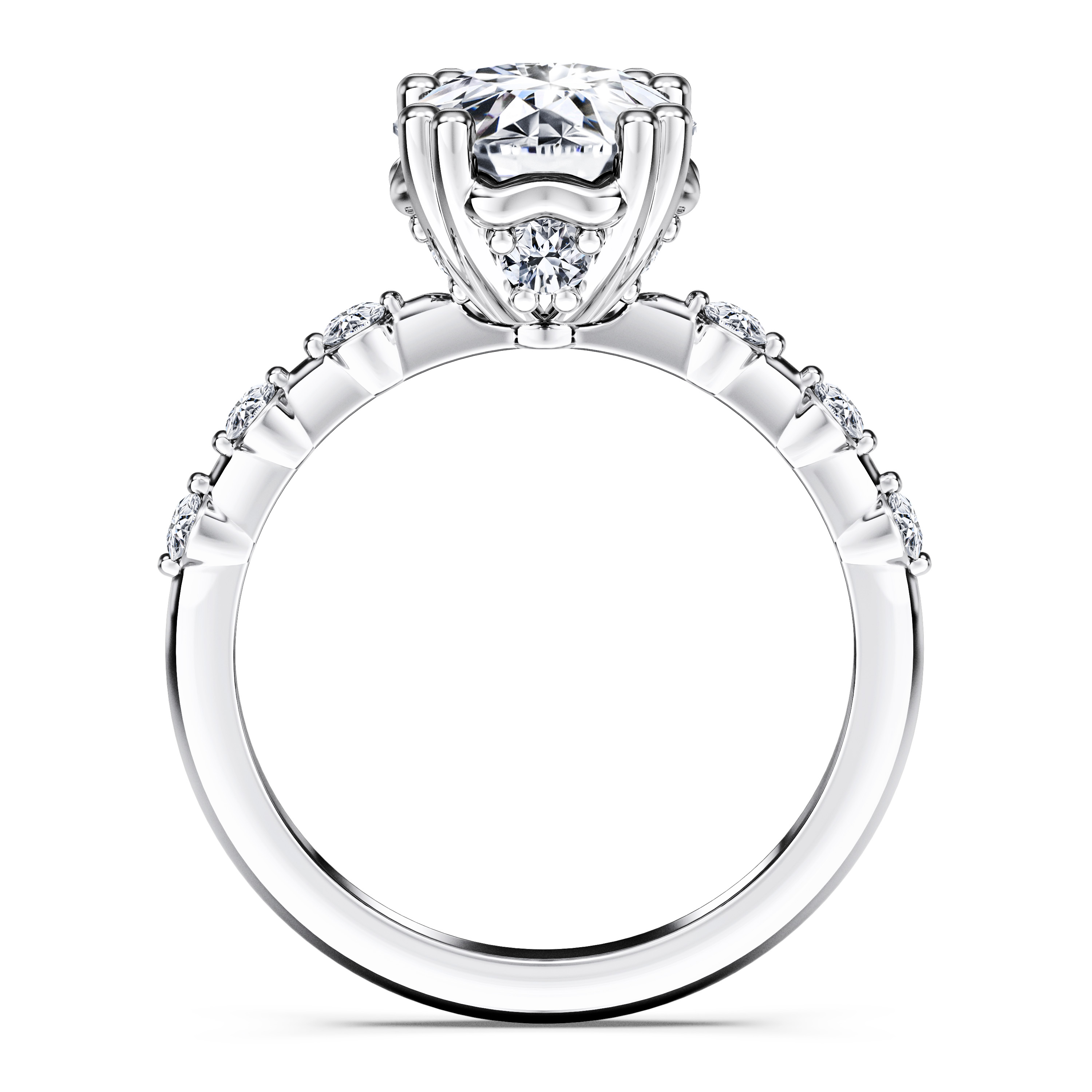 Pleiades Vintage Diamond Engagement Ring in Platinum with Round Centre Stone Alternate shot 4