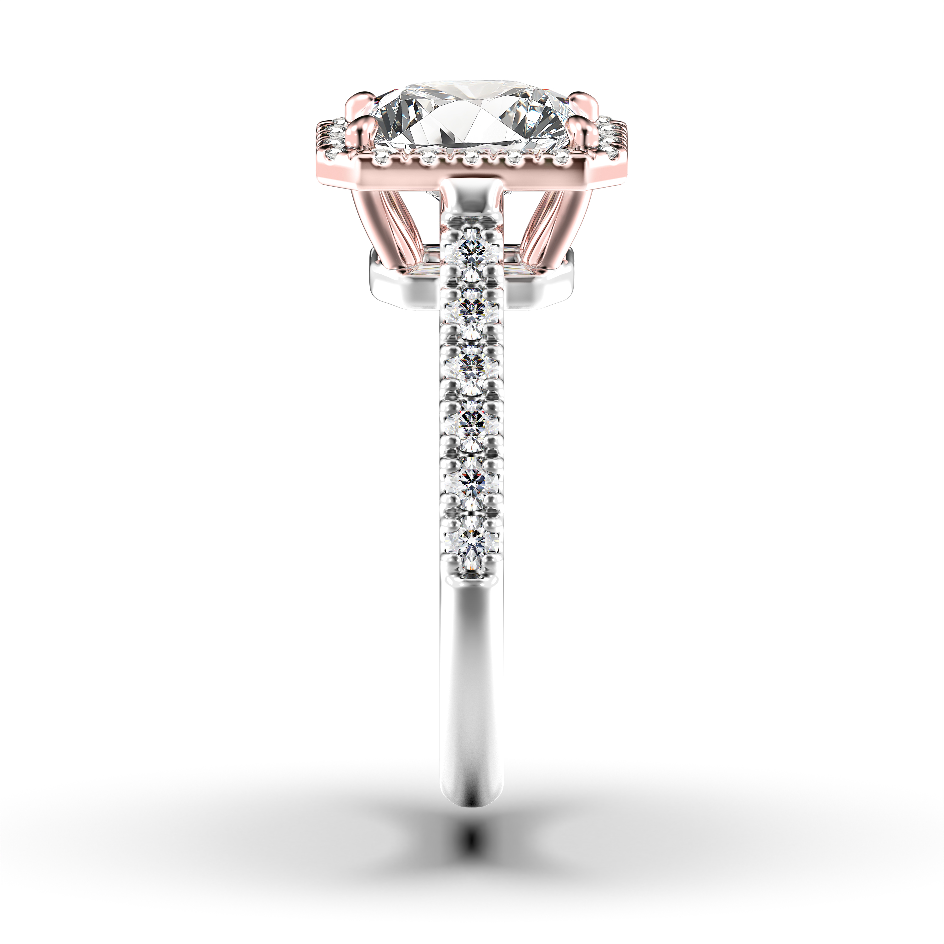 Celestial Halo Diamond Engagement Ring in 18ct White Gold with Radiant Centre Stone Alternate shot 2