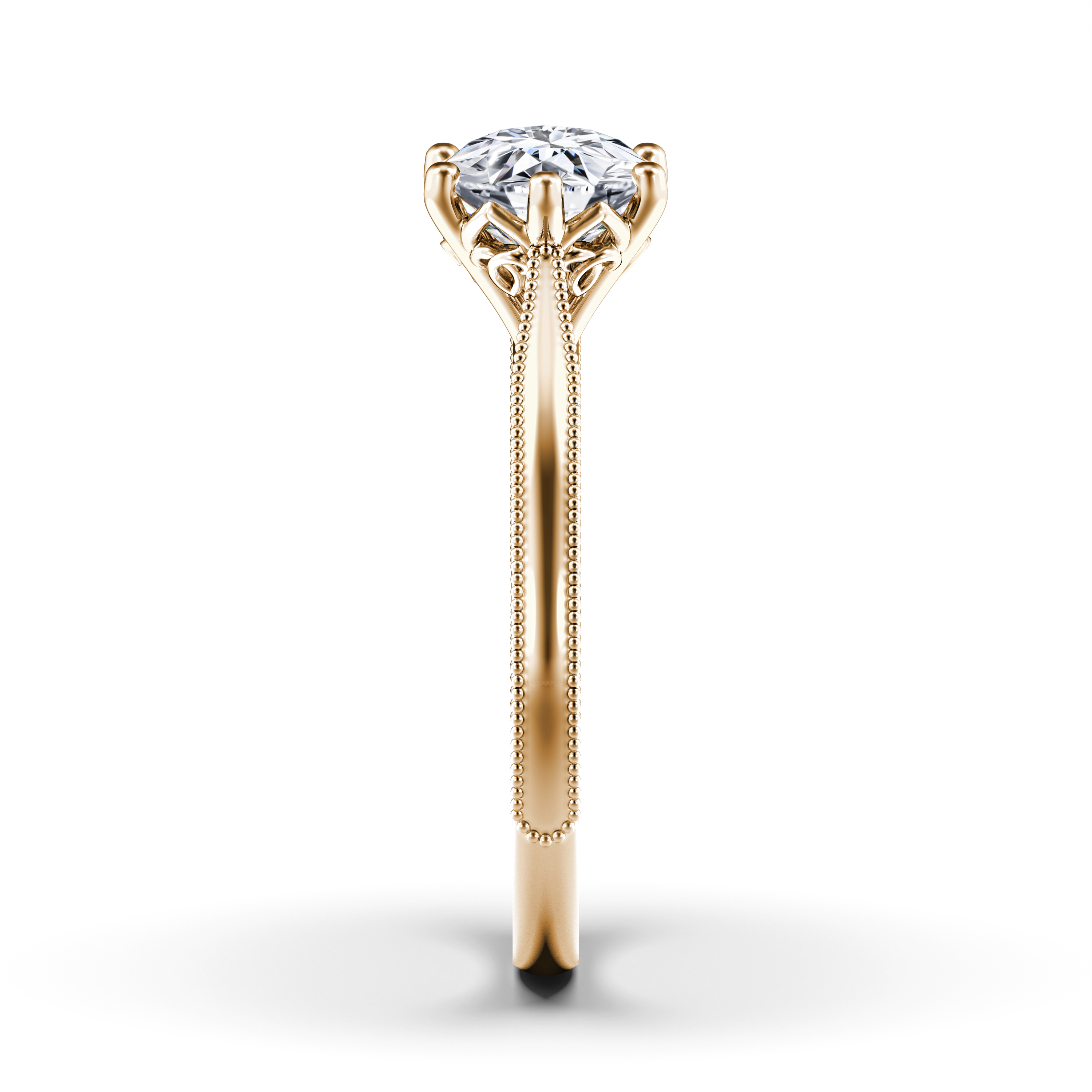 The Moon Ocean Solitaire Diamond Engagement Ring in 18ct Yellow Gold with Round Centre Stone Alternate shot 2