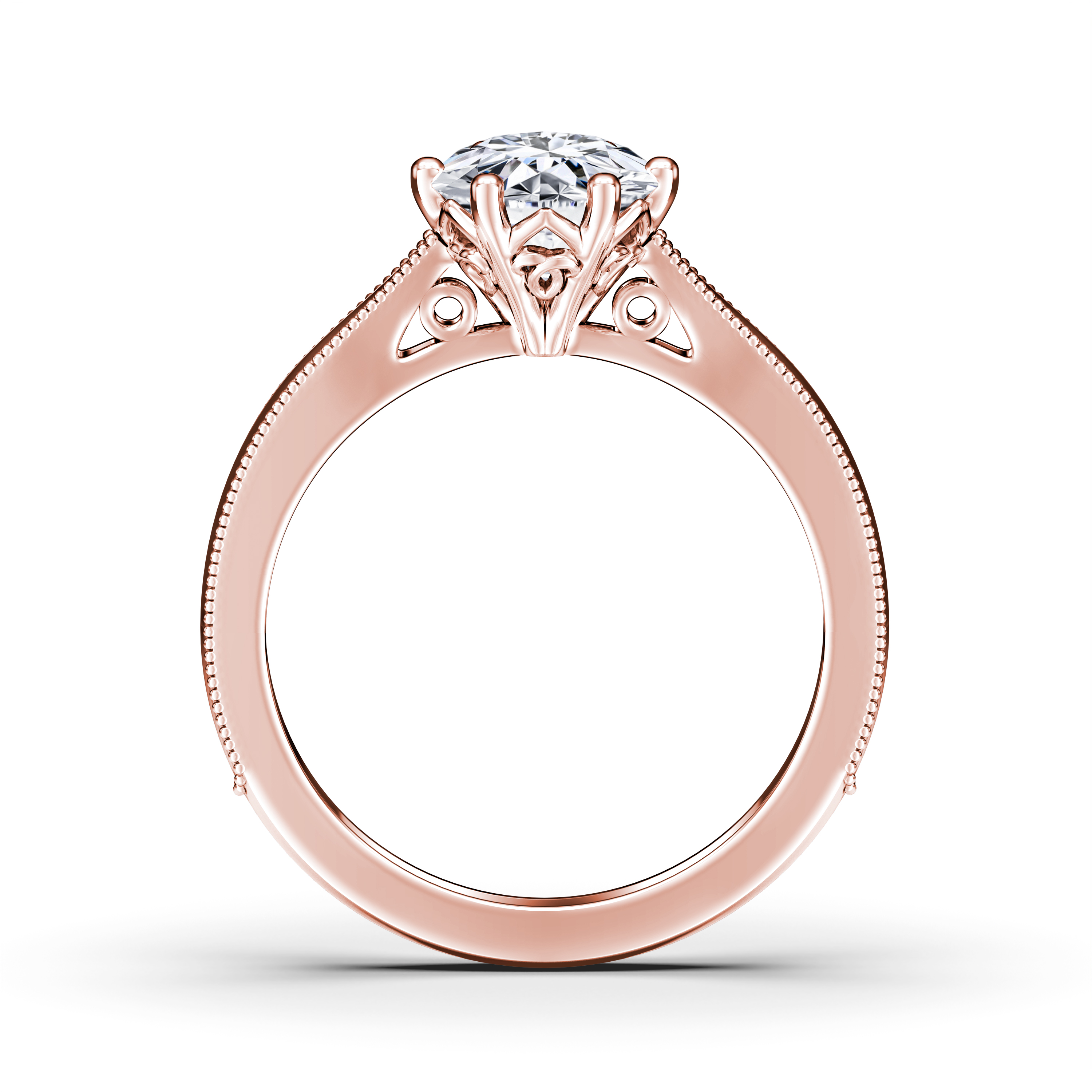 The Moon Ocean Solitaire Diamond Engagement Ring in 18ct Rose Gold with Round Centre Stone Alternate shot 2