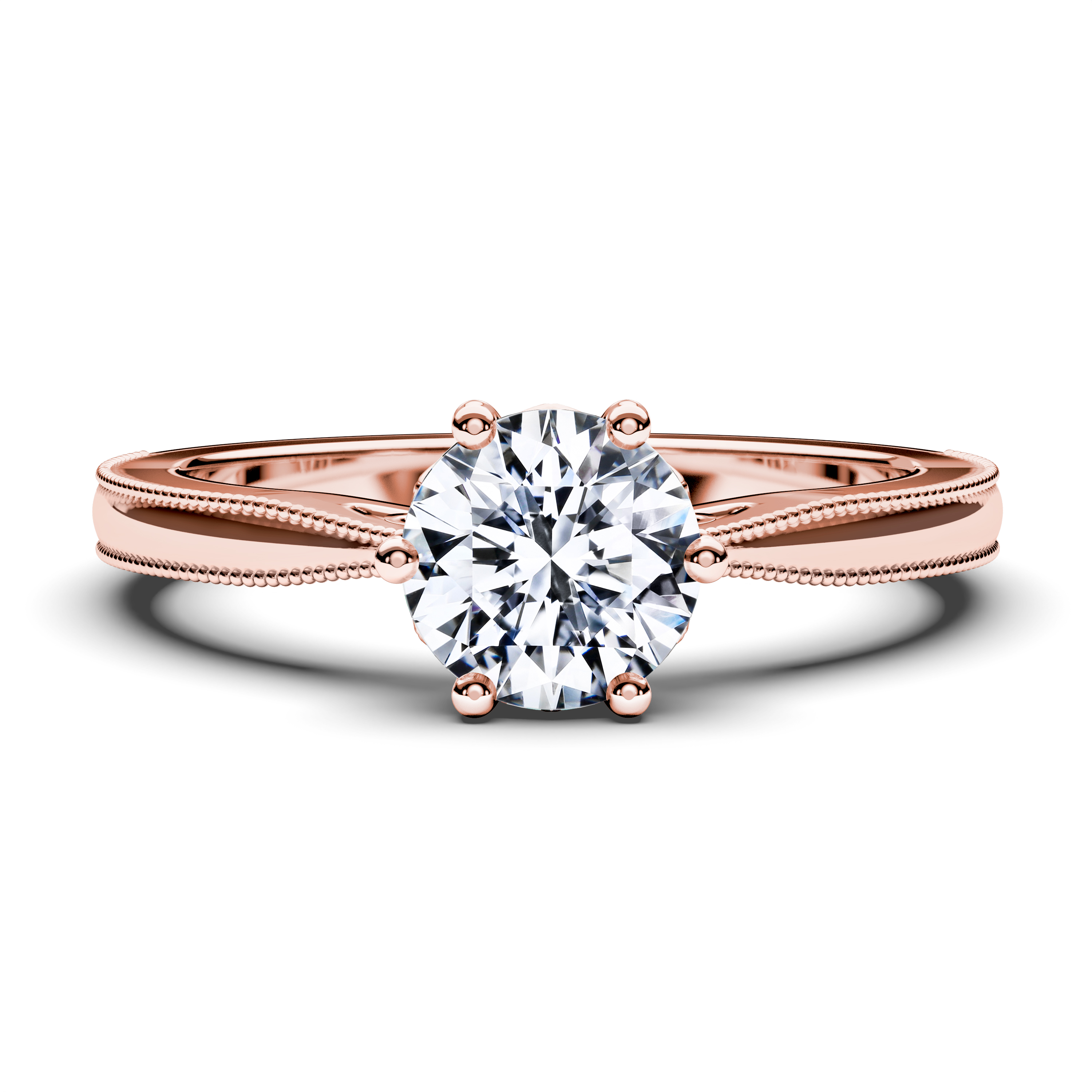 Solitaire, 18ct Rose Gold Diamond Engagement Ring The Moon Ocean Solitaire Ring Round