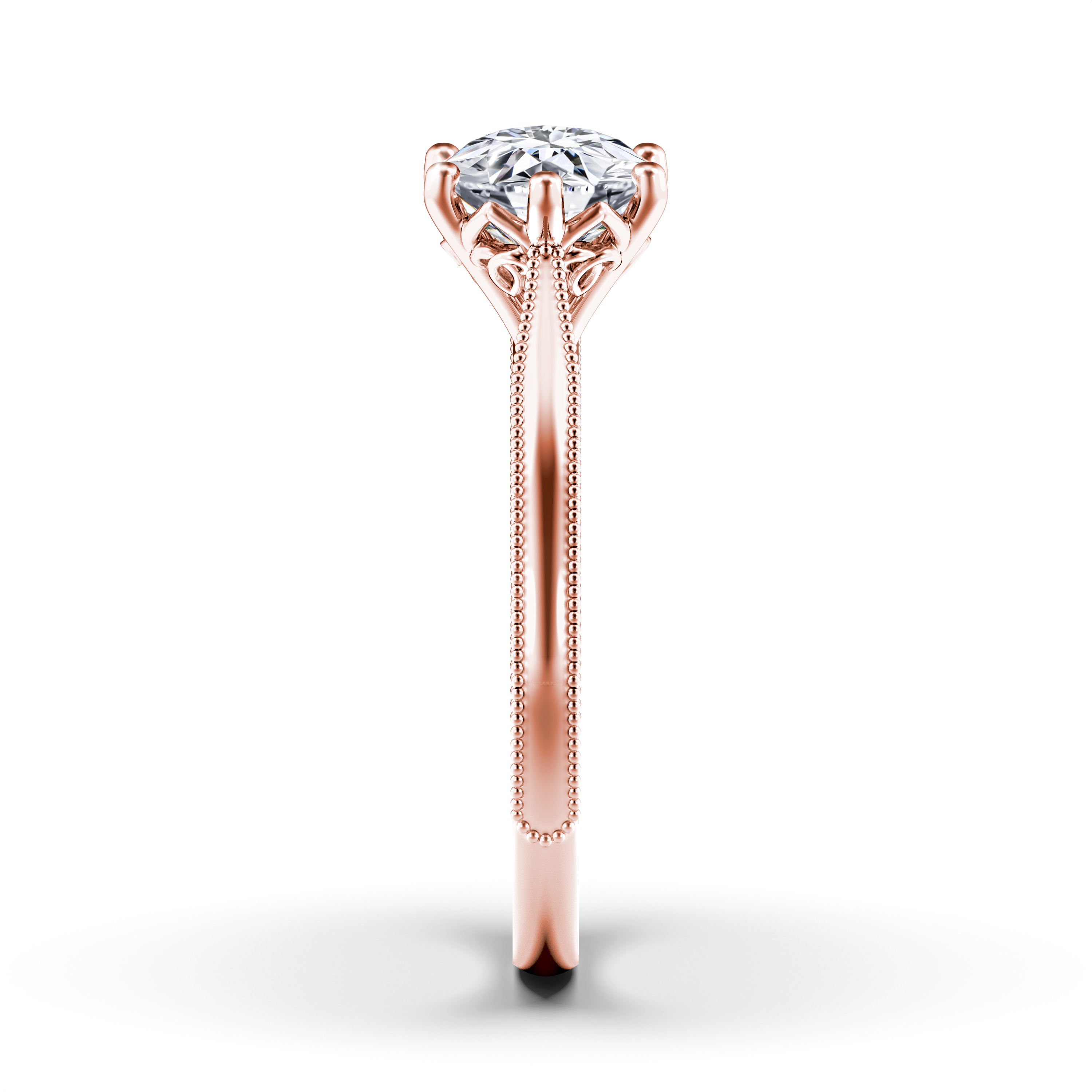 The Moon Ocean Solitaire Diamond Engagement Ring in 18ct Rose Gold with Round Centre Stone Alternate shot 3