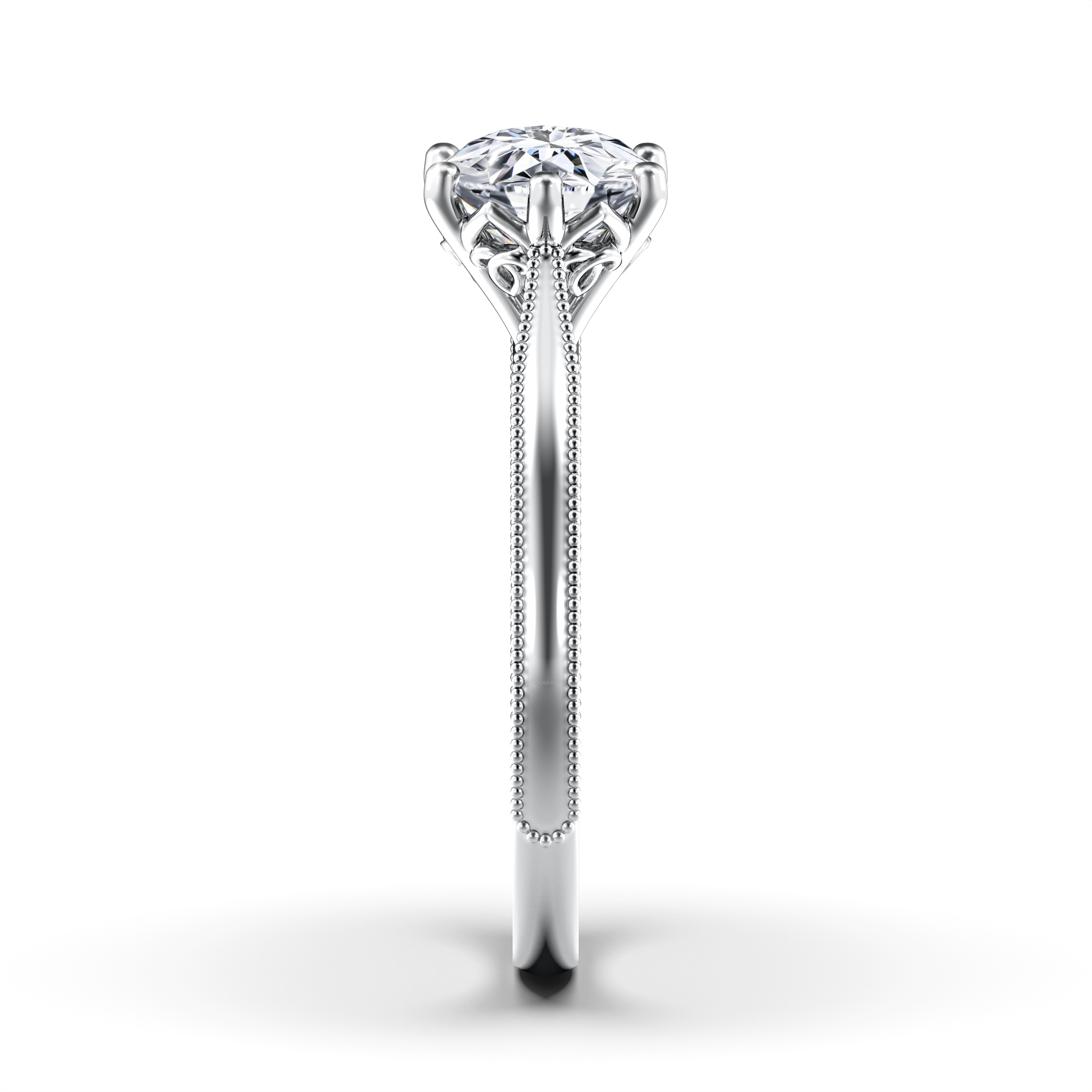 The Moon Ocean Solitaire Diamond Engagement Ring in 18ct White Gold with Round Centre Stone Alternate shot 3