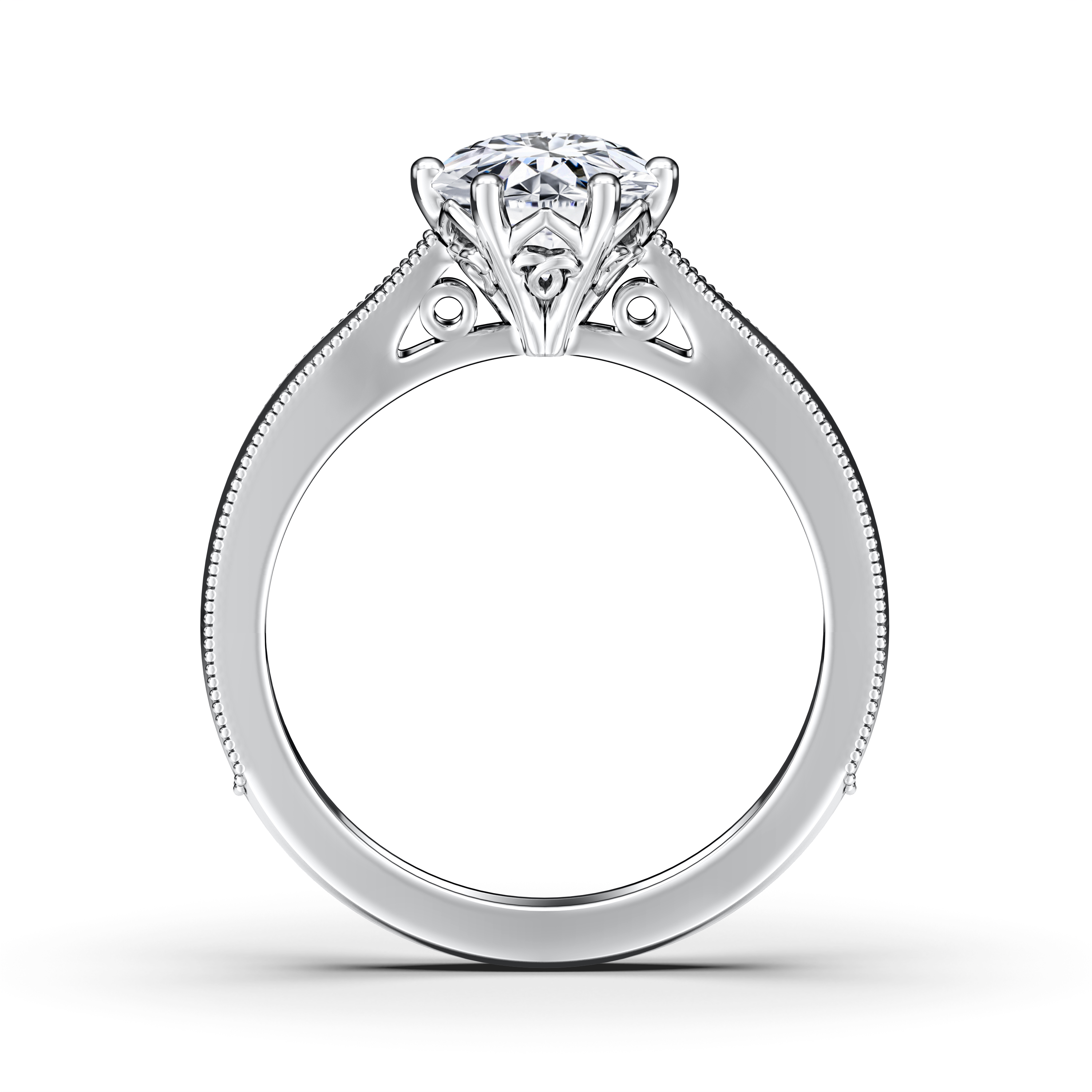 The Moon Ocean Solitaire Diamond Engagement Ring in 18ct White Gold with Round Centre Stone Alternate shot 2