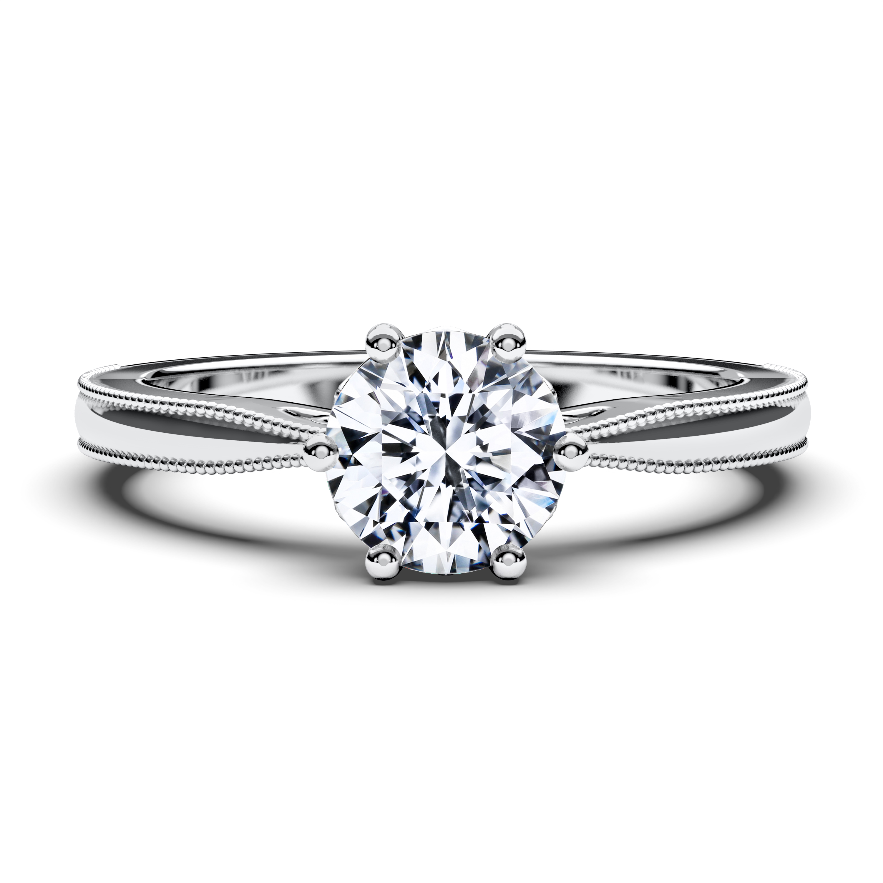 Solitaire, Platinum Diamond Engagement Ring The Moon Ocean Solitaire Ring Round