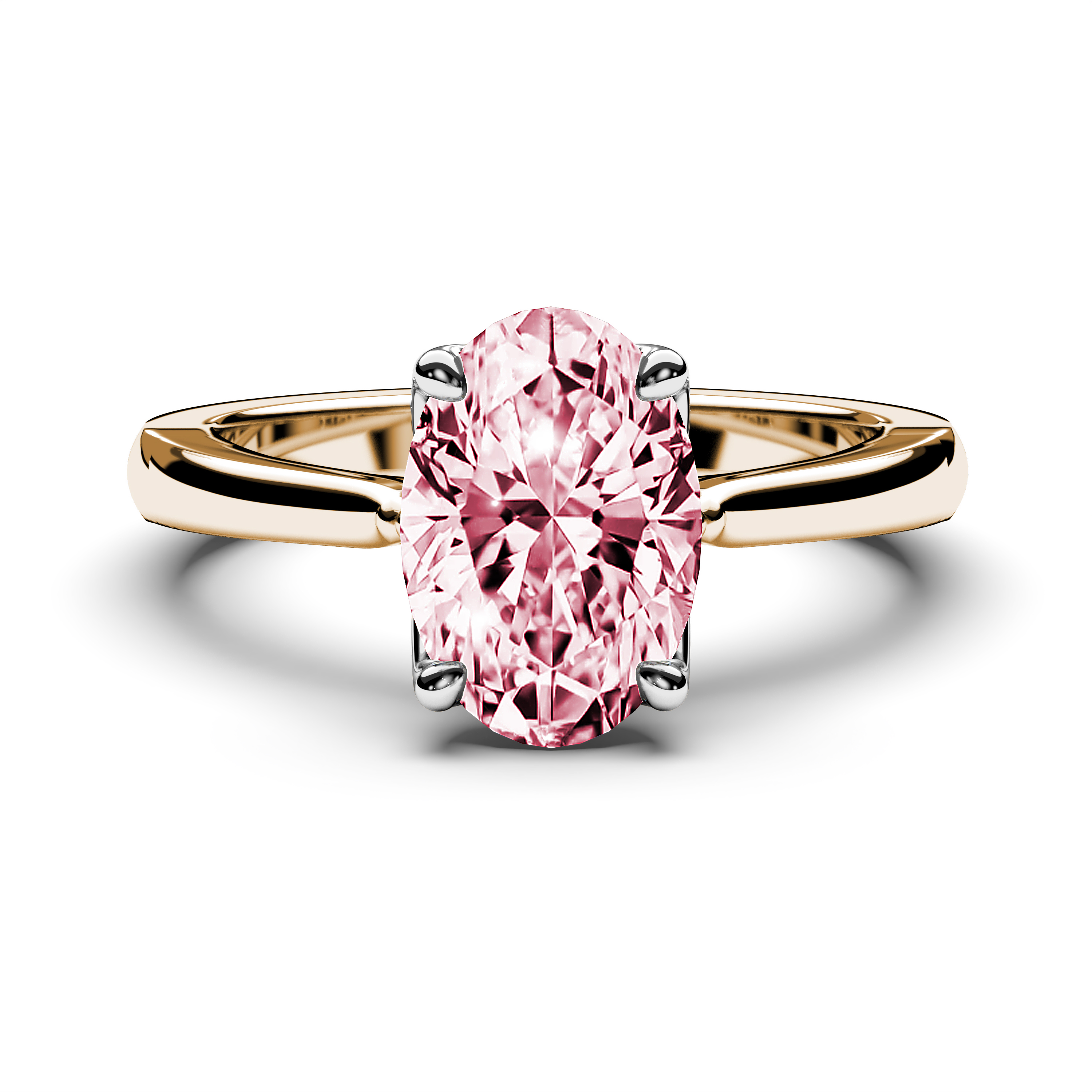 Solitaire, 18ct Yellow Gold Diamond Engagement Ring The Moon Ocean Solitaire Ring Rose Oval