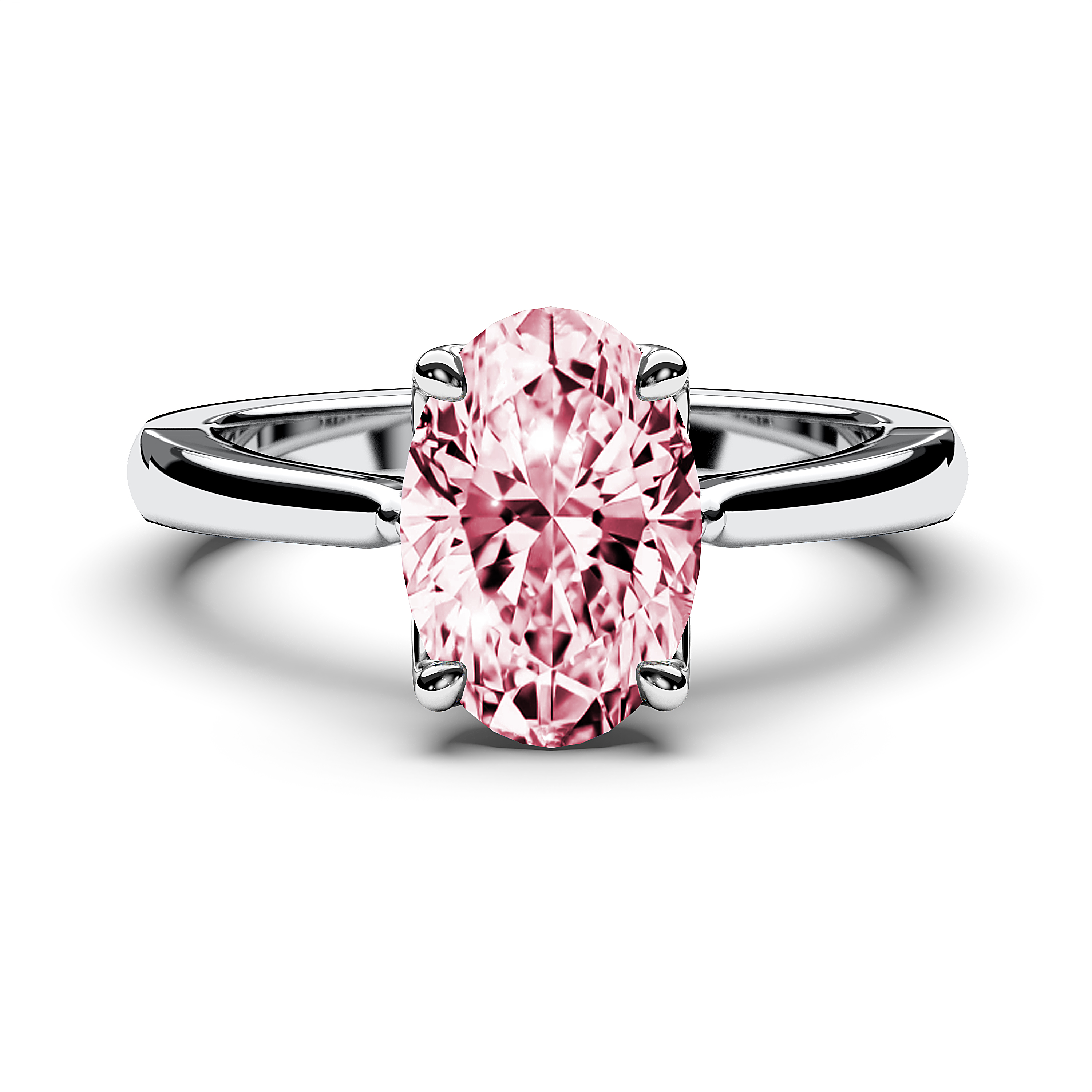 Solitaire, 18ct White Gold Diamond Engagement Ring The Moon Ocean Solitaire Ring Rose Oval
