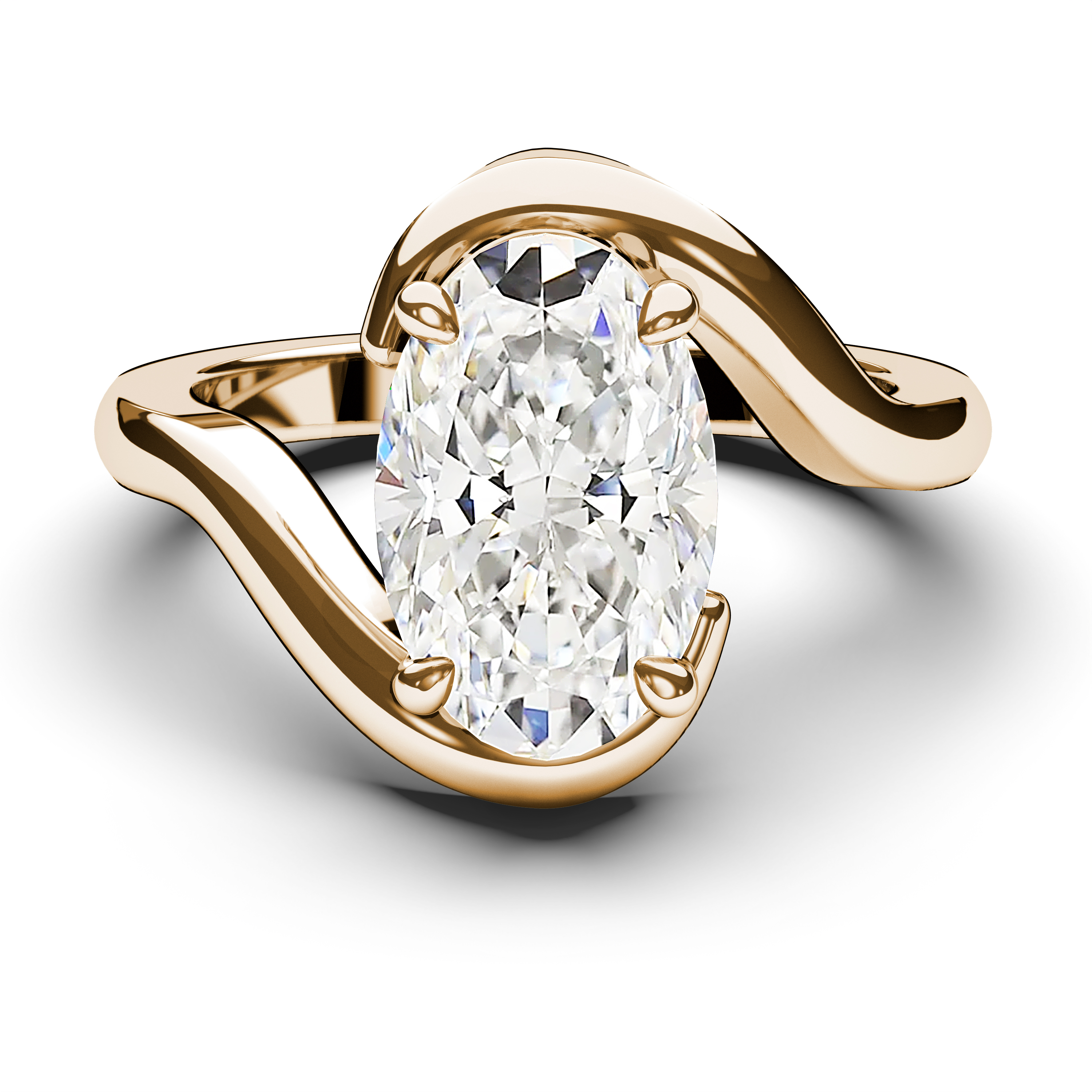 Solitaire, 18ct Yellow Gold Diamond Engagement Ring Etheral Solitaire Ring Oval