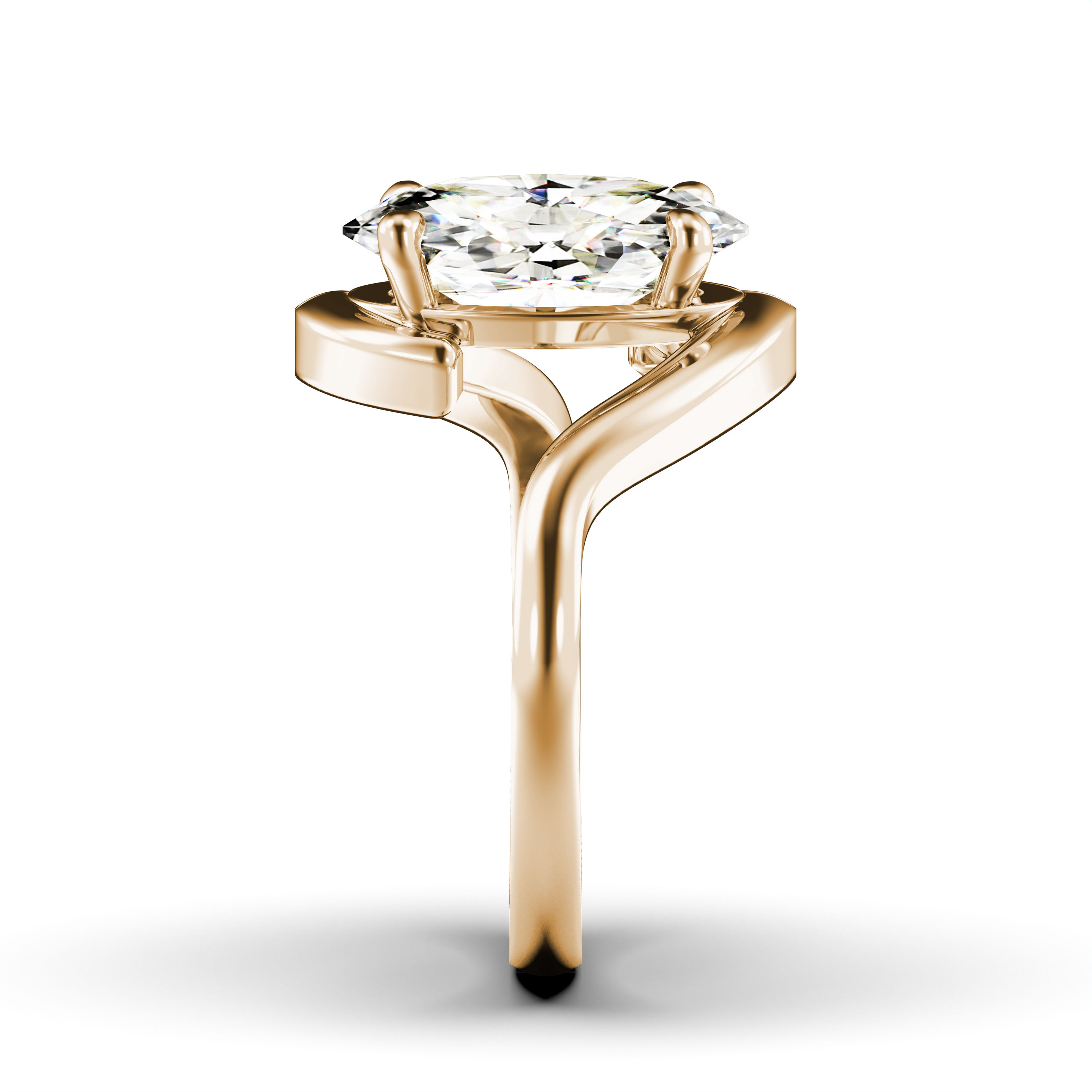 Etheral Solitaire Diamond Engagement Ring in 18ct Yellow Gold with Oval Centre Stone Alternate shot 2
