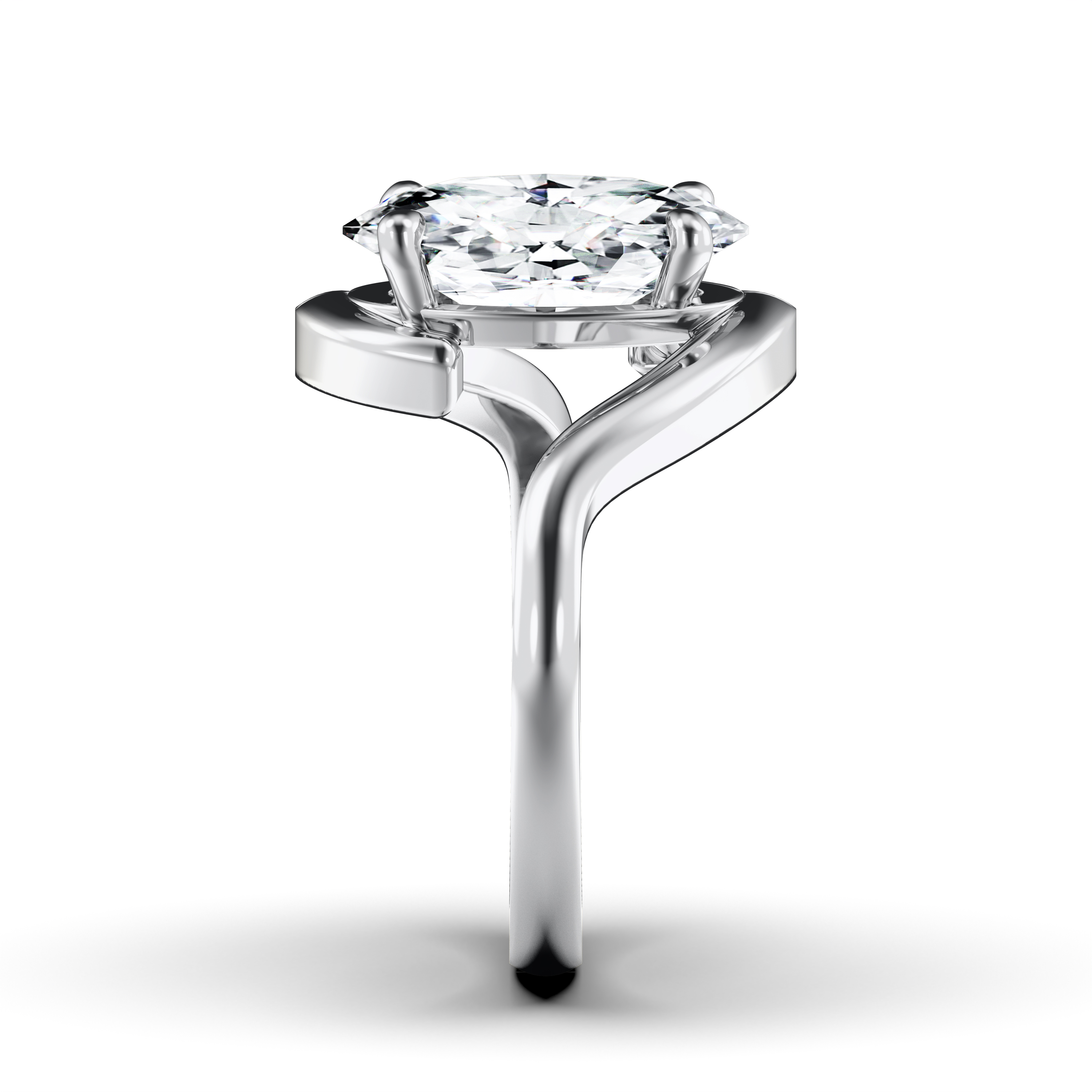 Etheral Solitaire Diamond Engagement Ring in 18ct White Gold with Oval Centre Stone Alternate shot 2